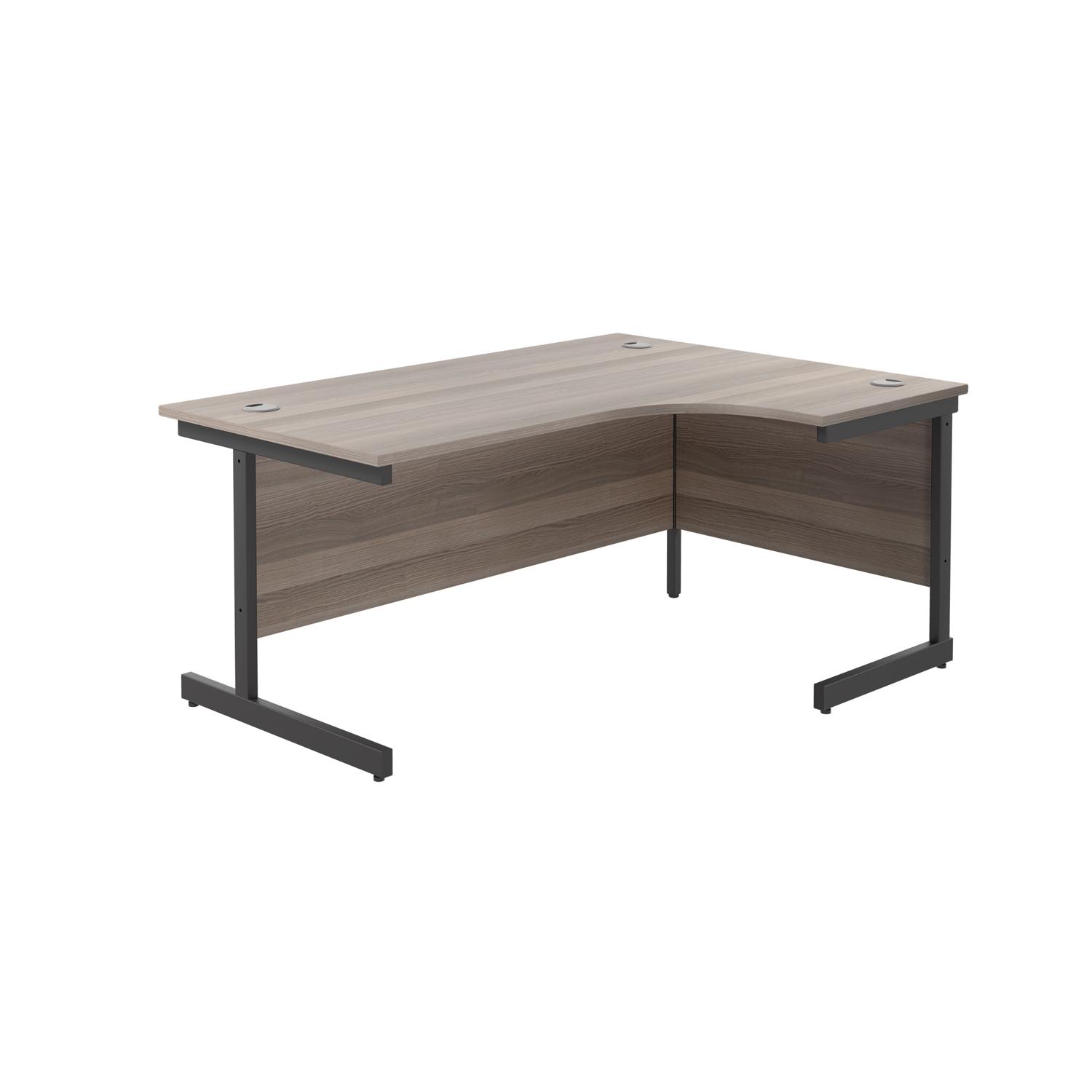 Single Upright Right Hand Radial Desk  1800 X 1200 Grey Oak/Black