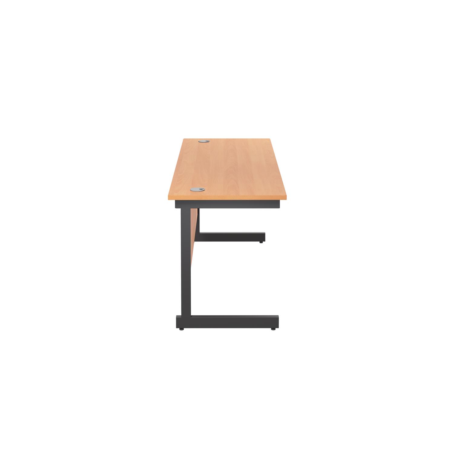Single Upright Rectangular Desk: 600mm Deep  1800 X 600 Beech/Black