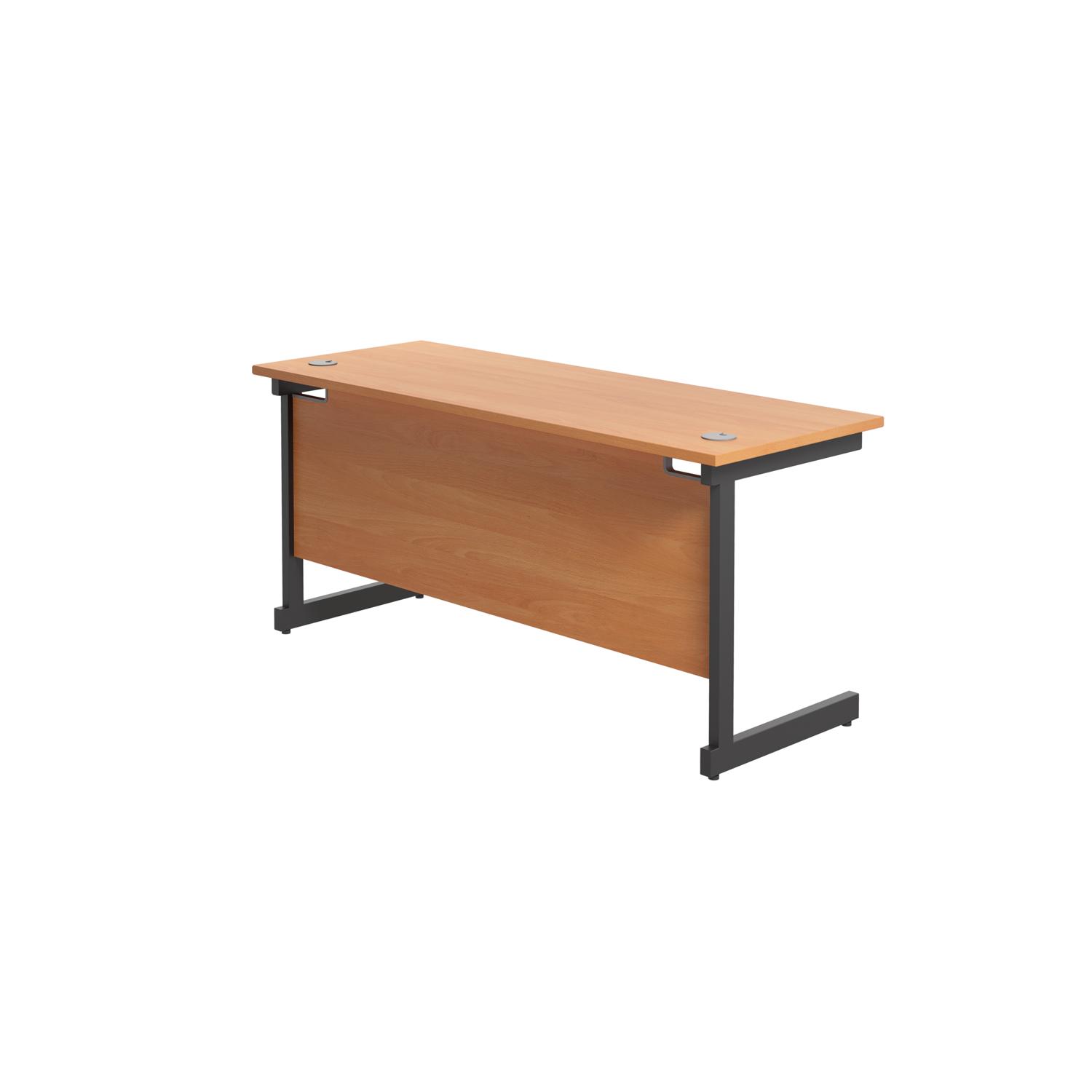 Single Upright Rectangular Desk: 600mm Deep  1800 X 600 Beech/Black