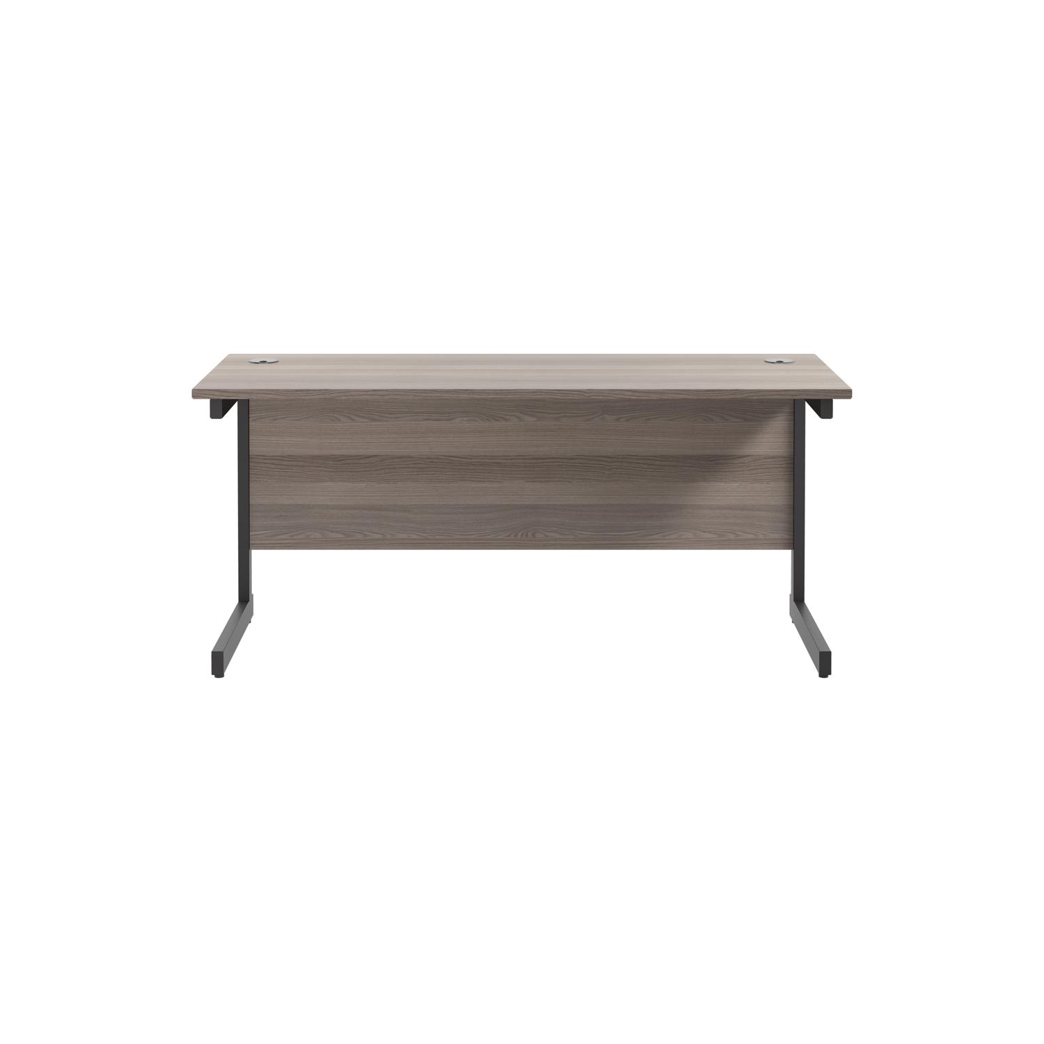 Single Upright Rectangular Desk: 600mm Deep 1800 X 600 Grey Oak/Black Single Upright Rectangular Desk: 600mm Deep 1800 X 600 Grey Oak/Black