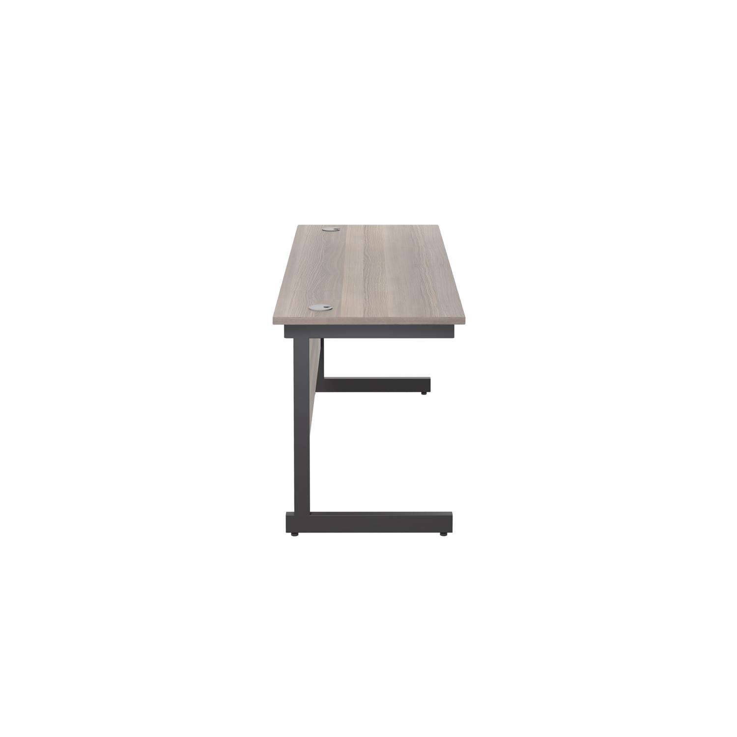 Single Upright Rectangular Desk: 600mm Deep 1800 X 600 Grey Oak/Black Single Upright Rectangular Desk: 600mm Deep 1800 X 600 Grey Oak/Black