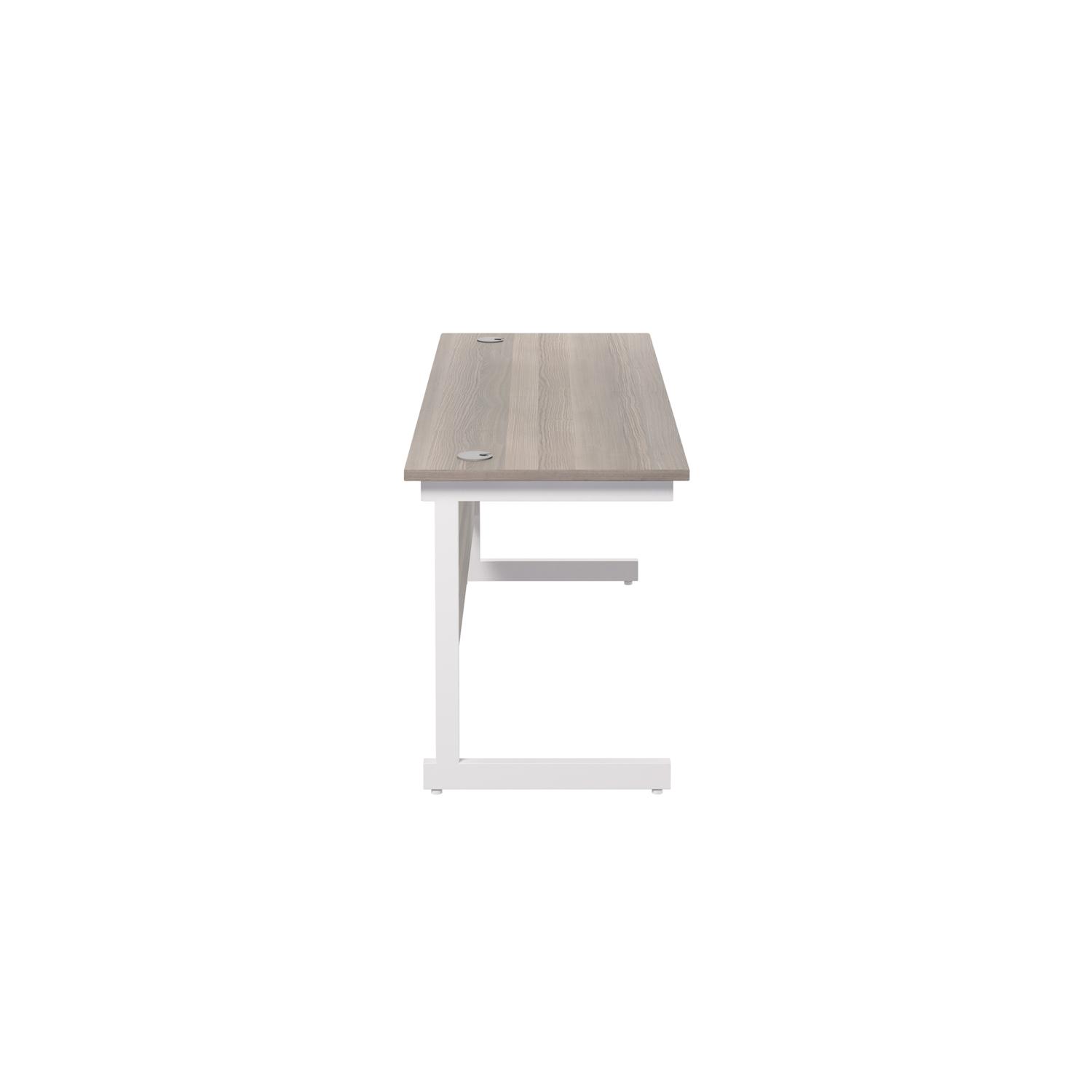 Single Upright Rectangular Desk: 600mm Deep 1800 X 600 Grey Oak/White Single Upright Rectangular Desk: 600mm Deep 1800 X 600 Grey Oak/White