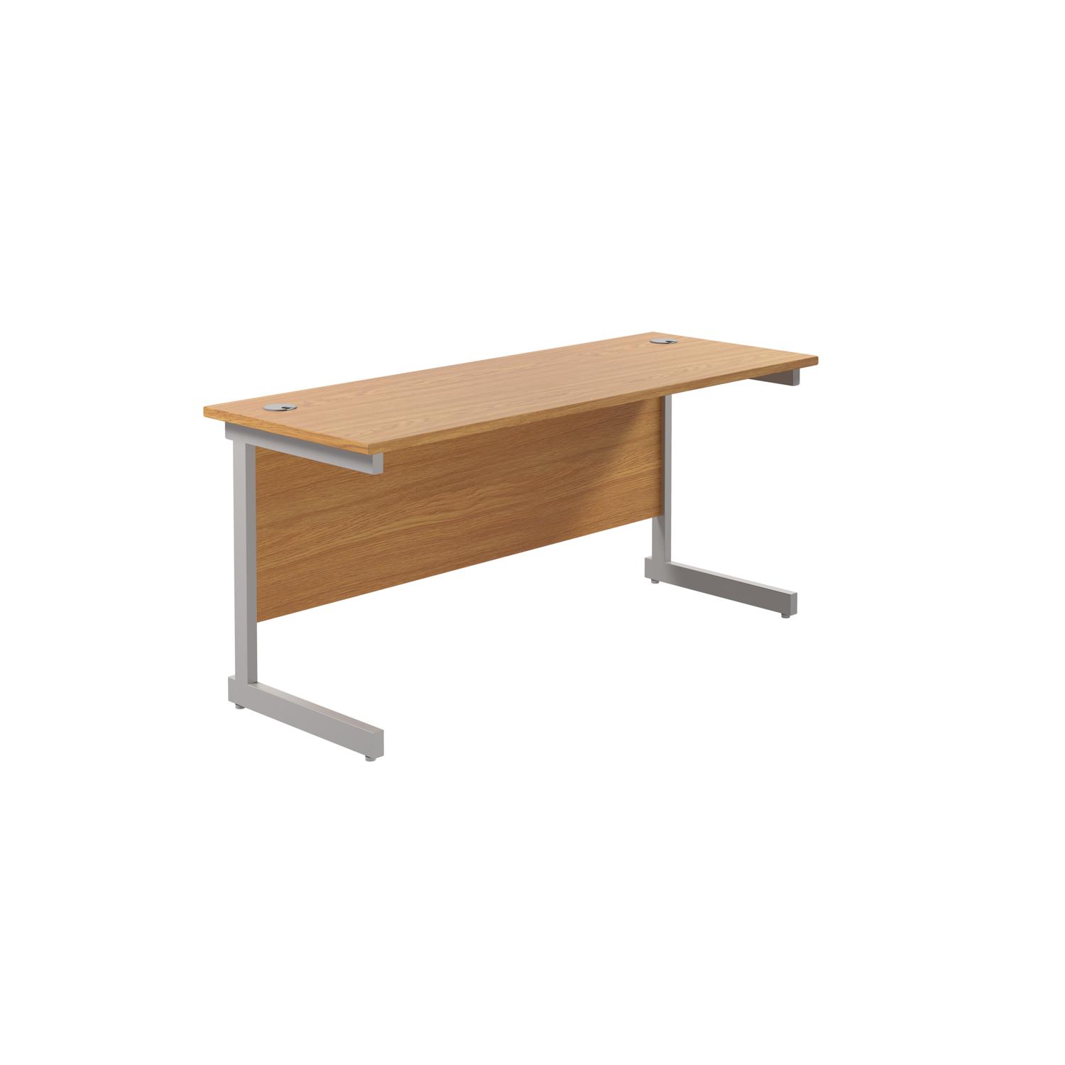 Single Upright Rectangular Desk: 600mm Deep  1800 X 600 Nova Oak/Silver