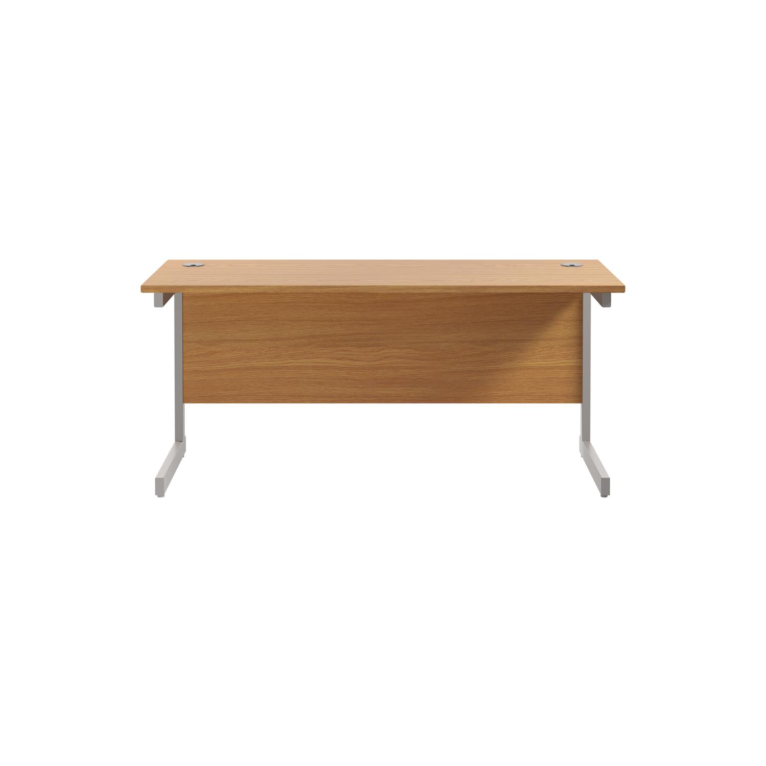 Single Upright Rectangular Desk: 600mm Deep  1800 X 600 Nova Oak/Silver