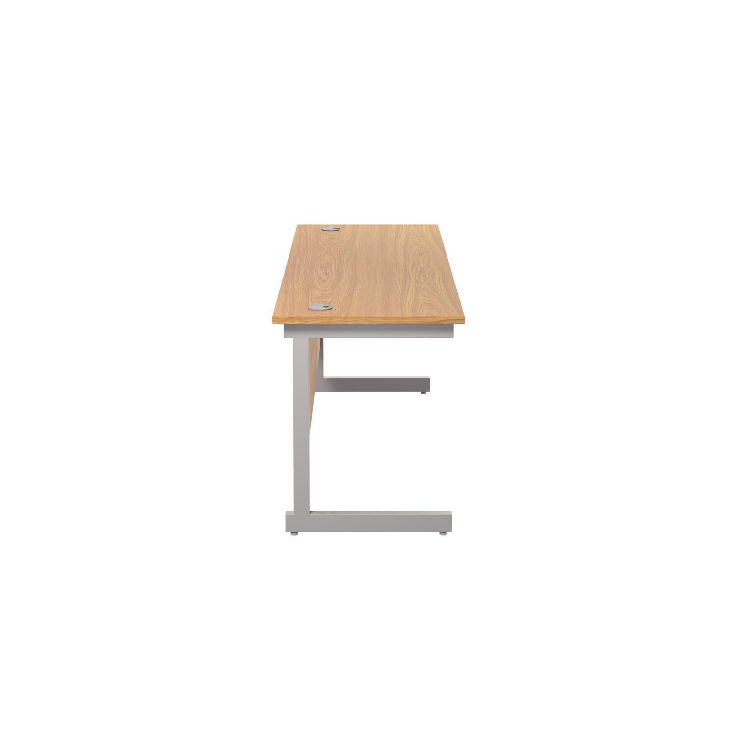 Single Upright Rectangular Desk: 600mm Deep  1800 X 600 Nova Oak/Silver