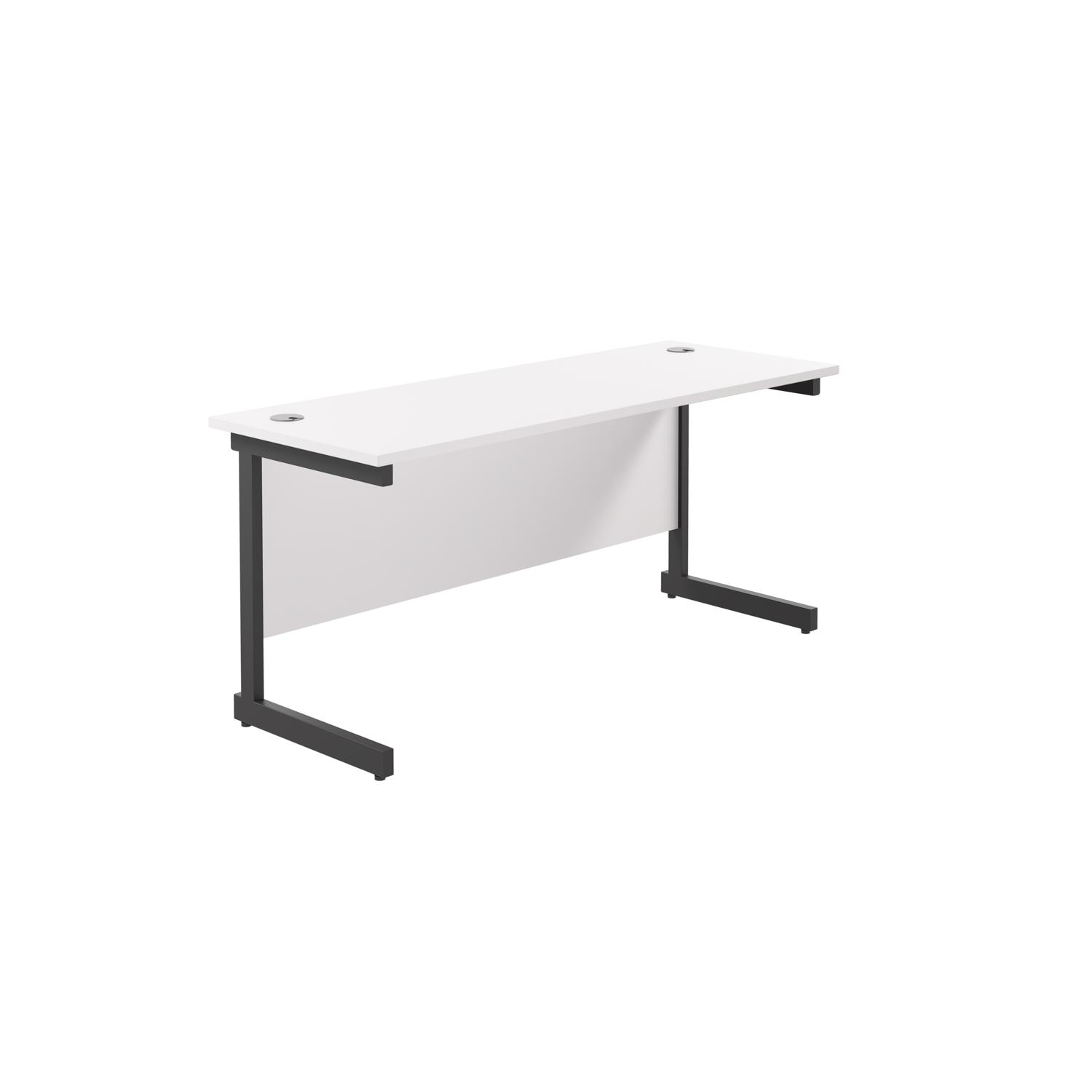 Single Upright Rectangular Desk: 600mm Deep  1800 X 600 White/Black