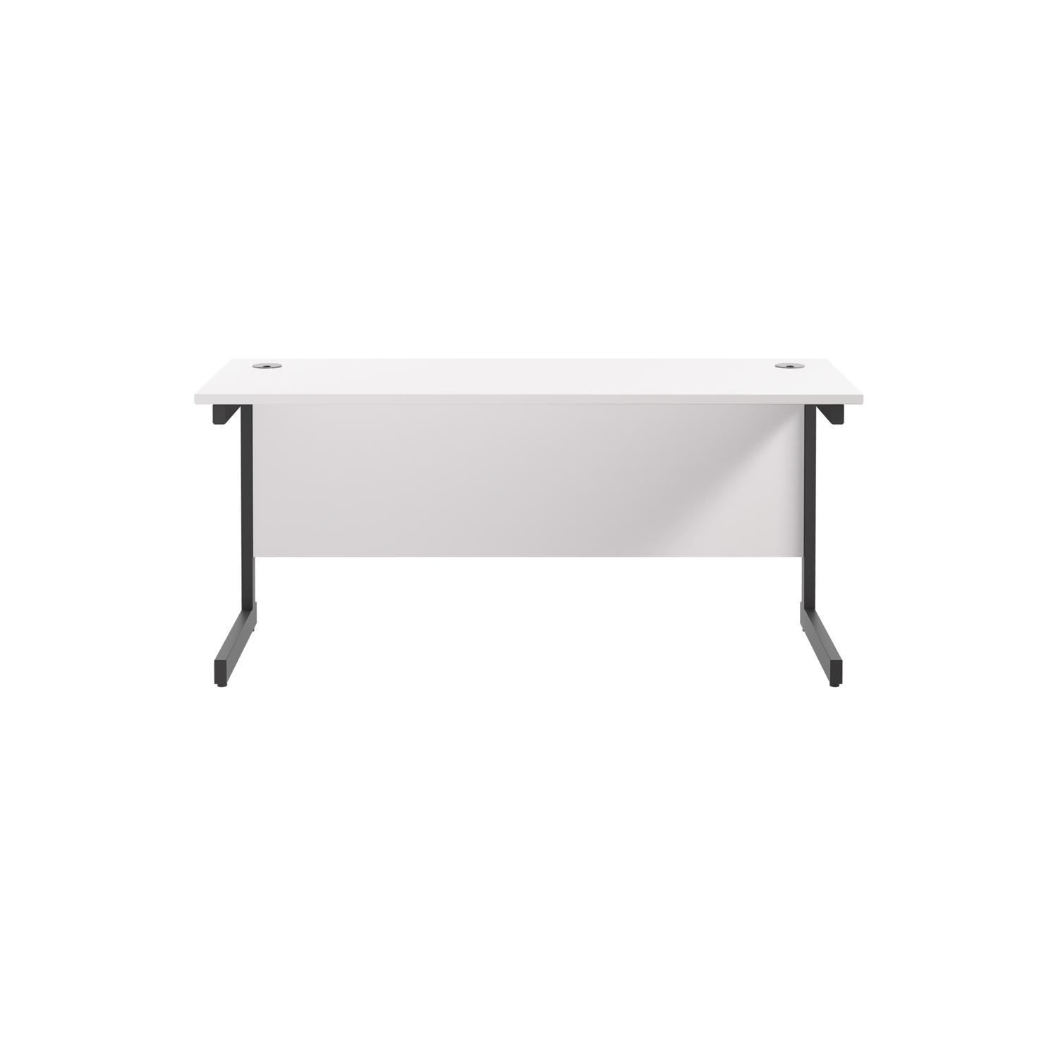 Single Upright Rectangular Desk: 600mm Deep  1800 X 600 White/Black