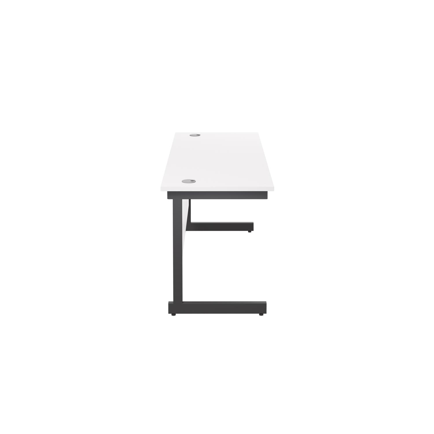 Single Upright Rectangular Desk: 600mm Deep  1800 X 600 White/Black