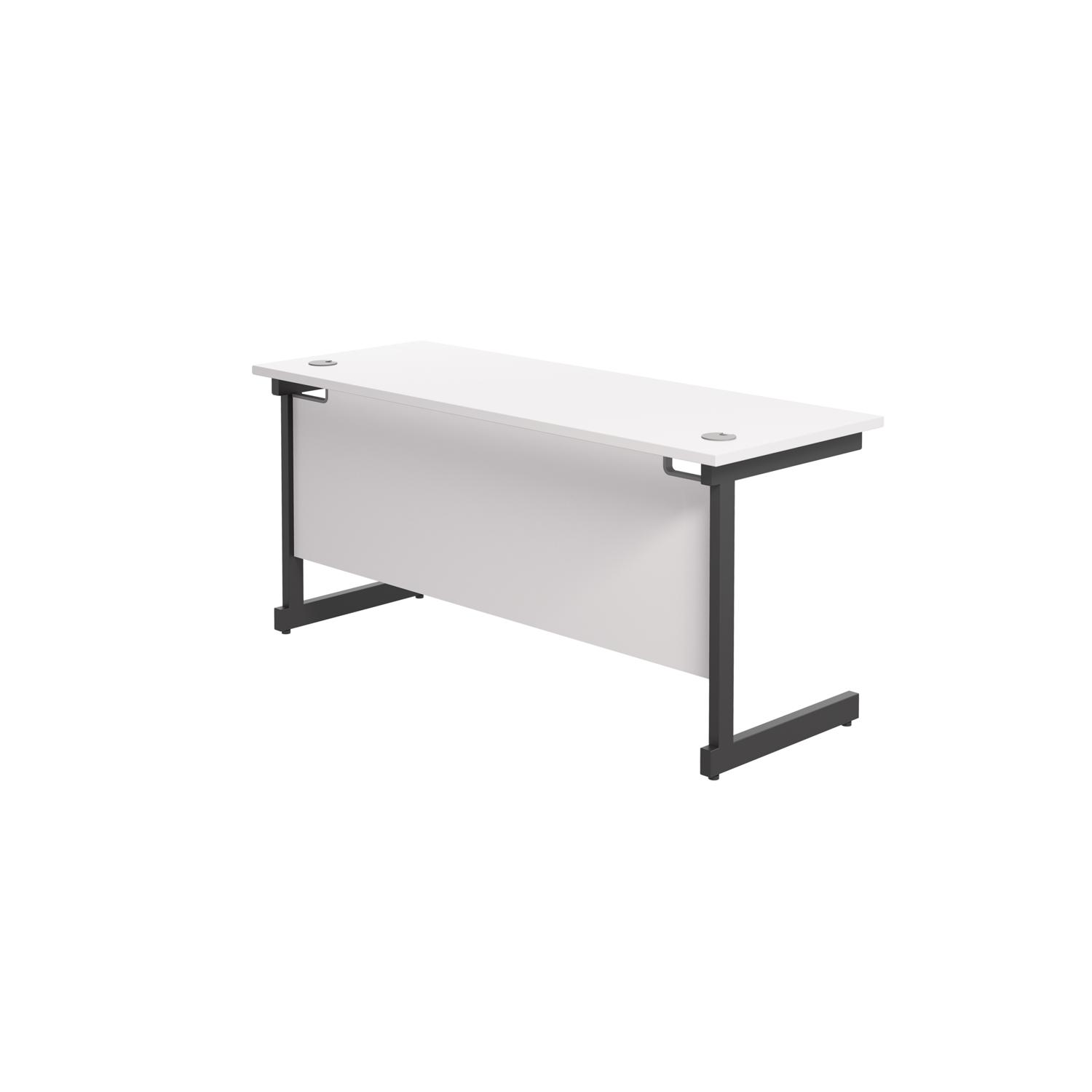 Single Upright Rectangular Desk: 600mm Deep  1800 X 600 White/Black