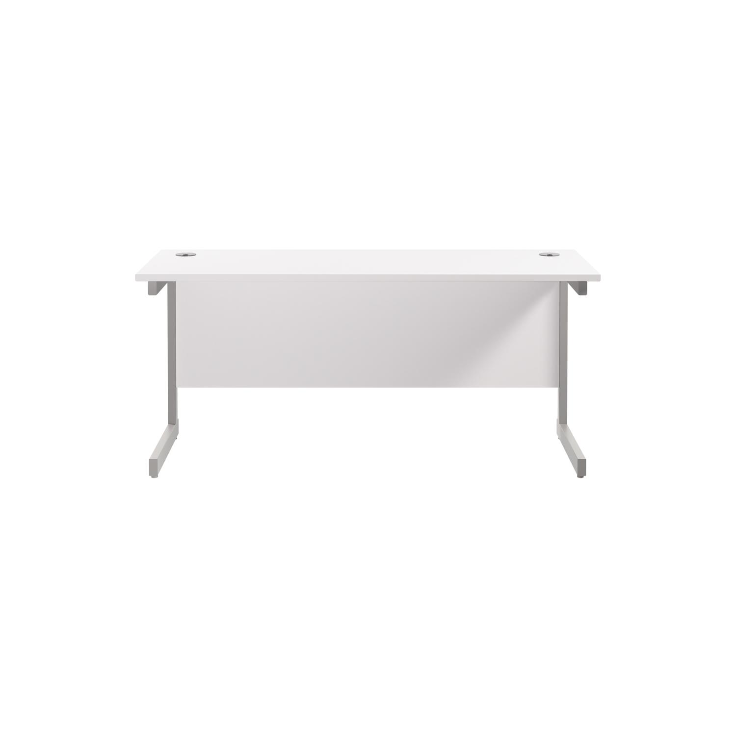 Single Upright Rectangular Desk: 600mm Deep 1800 X 600 White/Silver Single Upright Rectangular Desk: 600mm Deep 1800 X 600 White/Silver