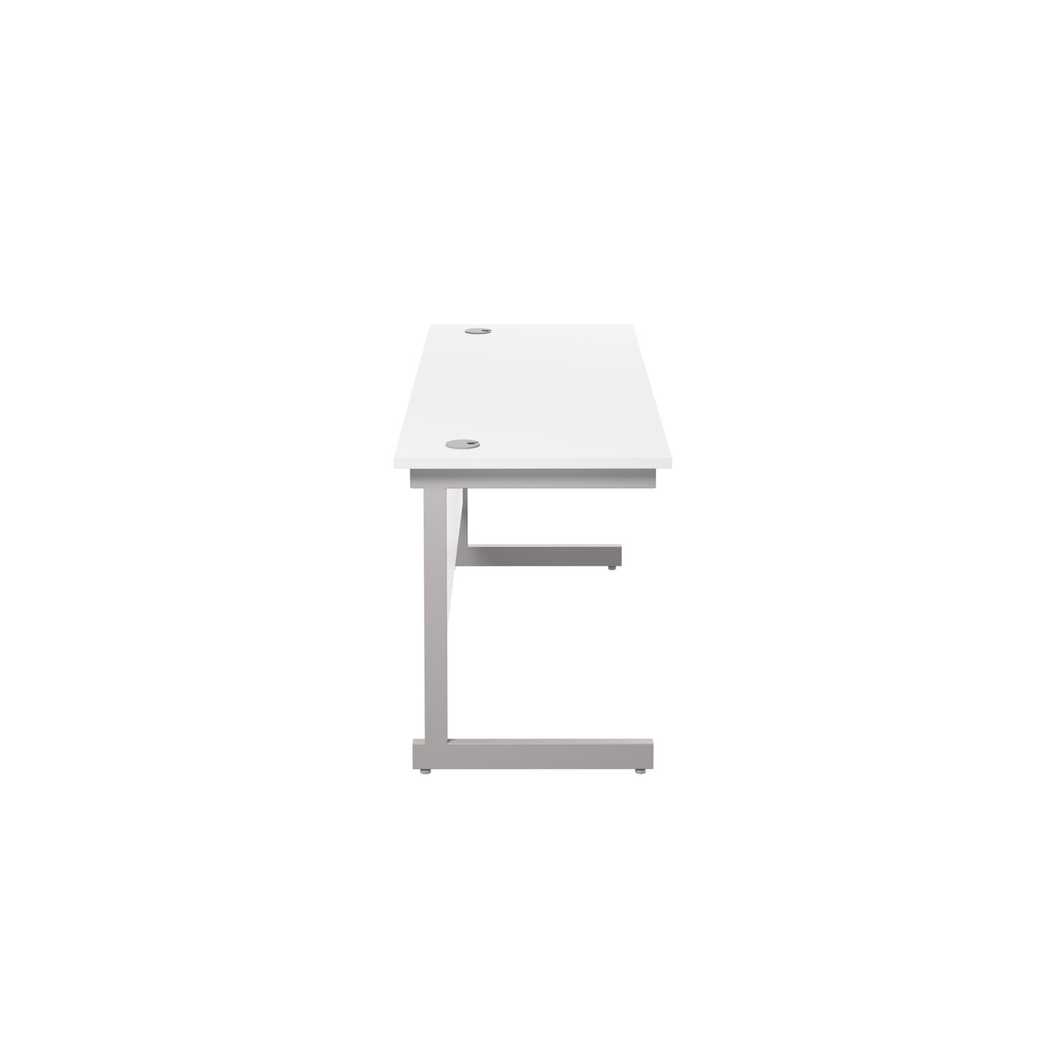 Single Upright Rectangular Desk: 600mm Deep 1800 X 600 White/Silver Single Upright Rectangular Desk: 600mm Deep 1800 X 600 White/Silver