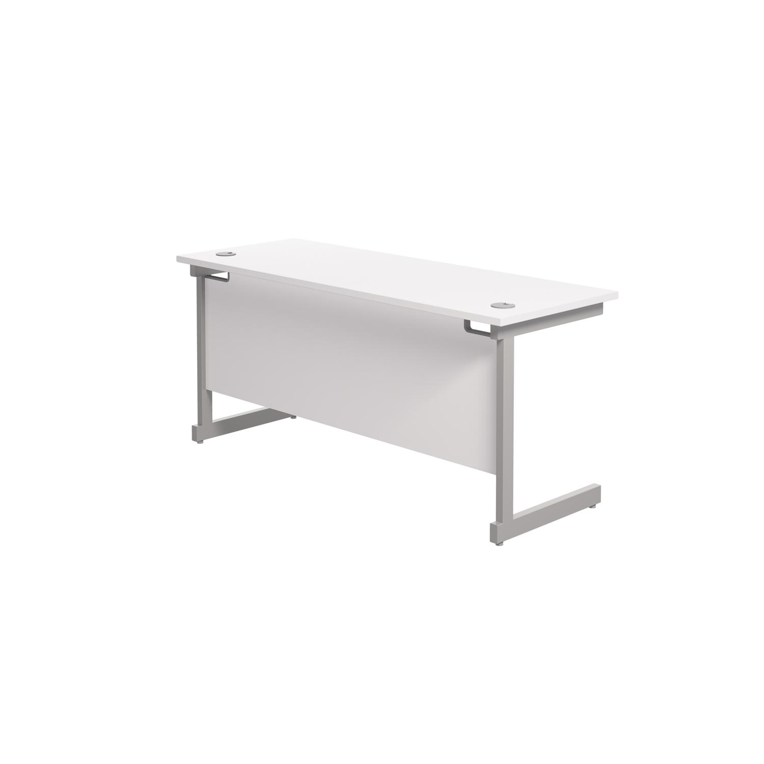 Single Upright Rectangular Desk: 600mm Deep 1800 X 600 White/Silver Single Upright Rectangular Desk: 600mm Deep 1800 X 600 White/Silver