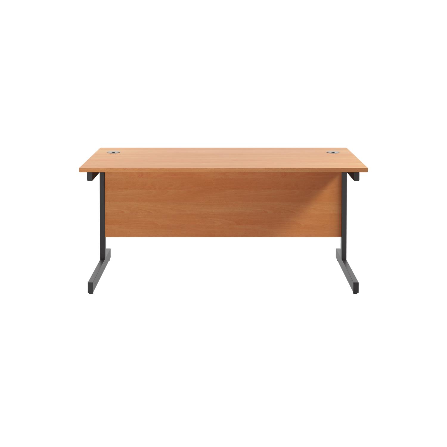 Single Upright Rectangular Desk: 800mm Deep  1800 X 800 Beech/Black
