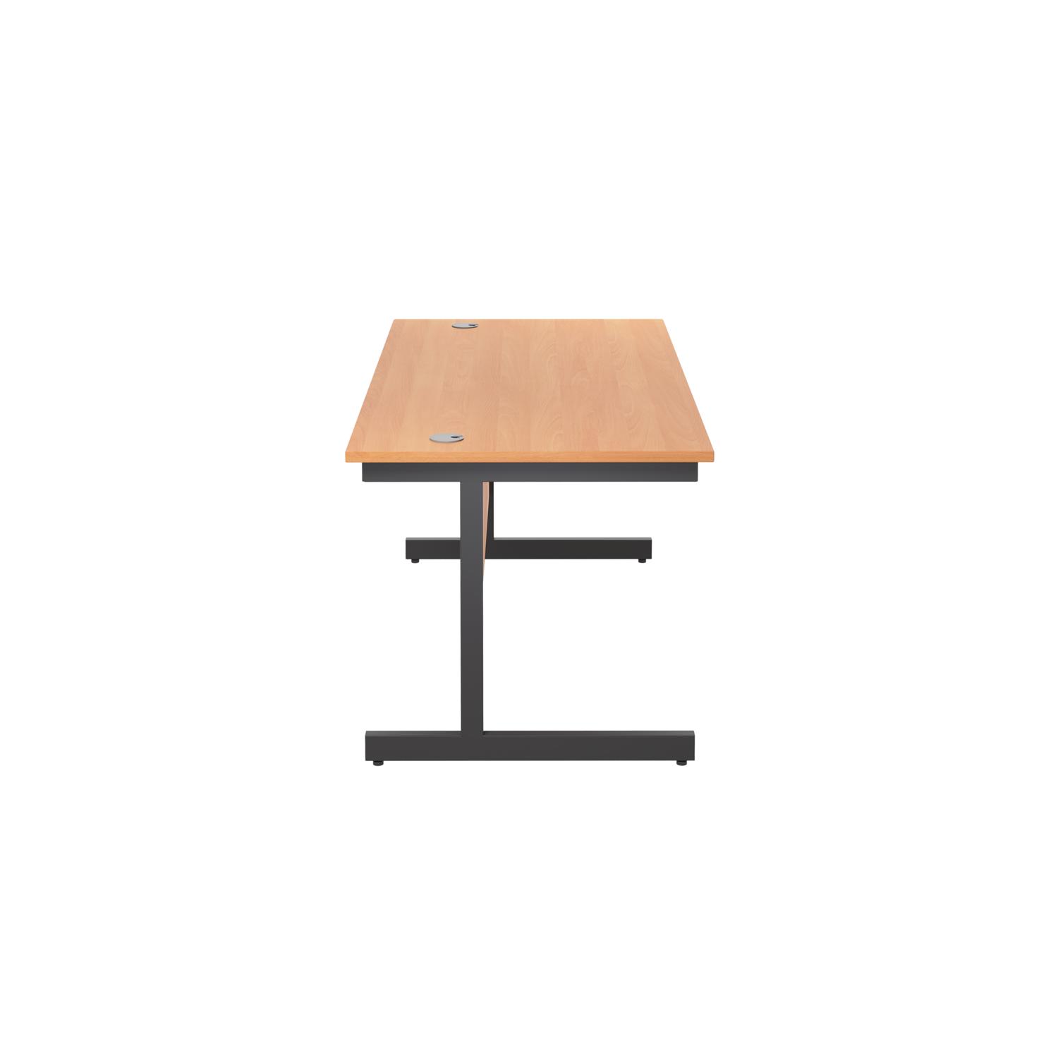 Single Upright Rectangular Desk: 800mm Deep  1800 X 800 Beech/Black