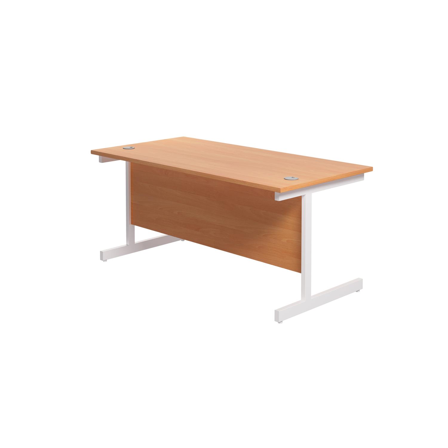Single Upright Rectangular Desk: 800mm Deep  1800 X 800 Beech/White