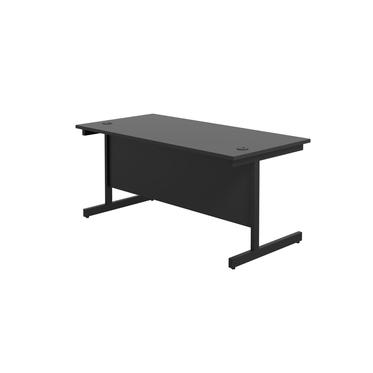 Single Upright Rectangular Desk: 800mm Deep  1800 X 800 Black/Black