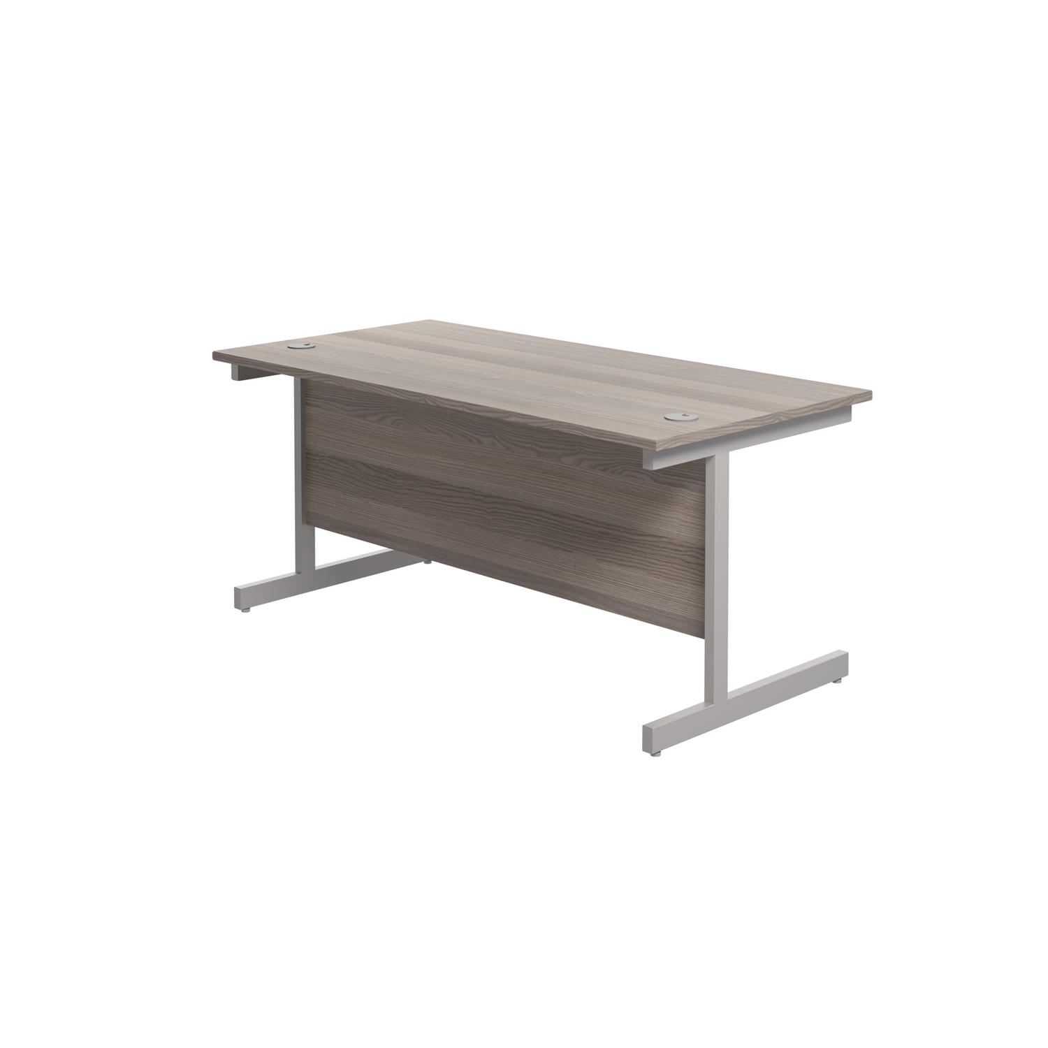 Single Upright Rectangular Desk: 800mm Deep 1800 X 800 Grey Oak/Silver Single Upright Rectangular Desk: 800mm Deep 1800 X 800 Grey Oak/Silver