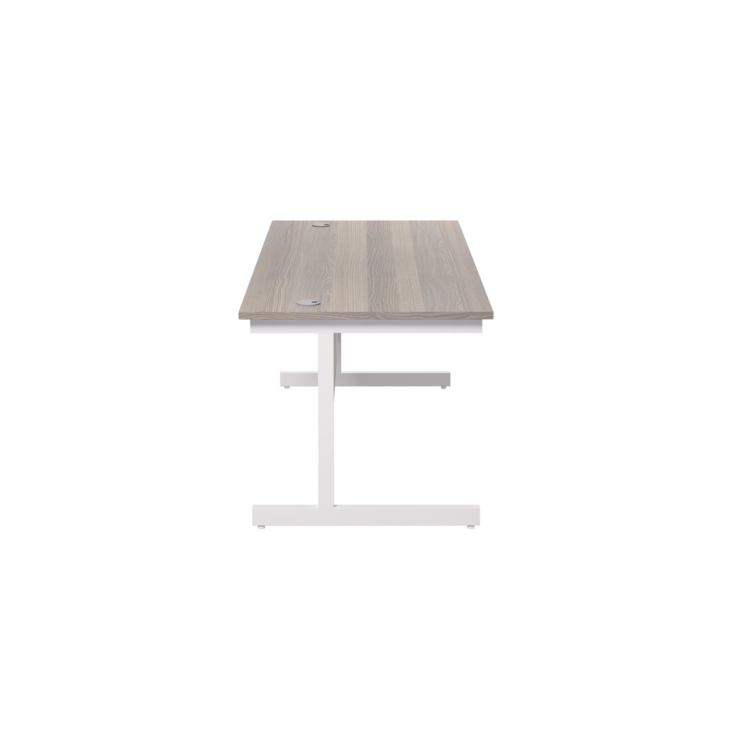 Single Upright Rectangular Desk: 800mm Deep 1800 X 800 Grey Oak/White Single Upright Rectangular Desk: 800mm Deep 1800 X 800 Grey Oak/White