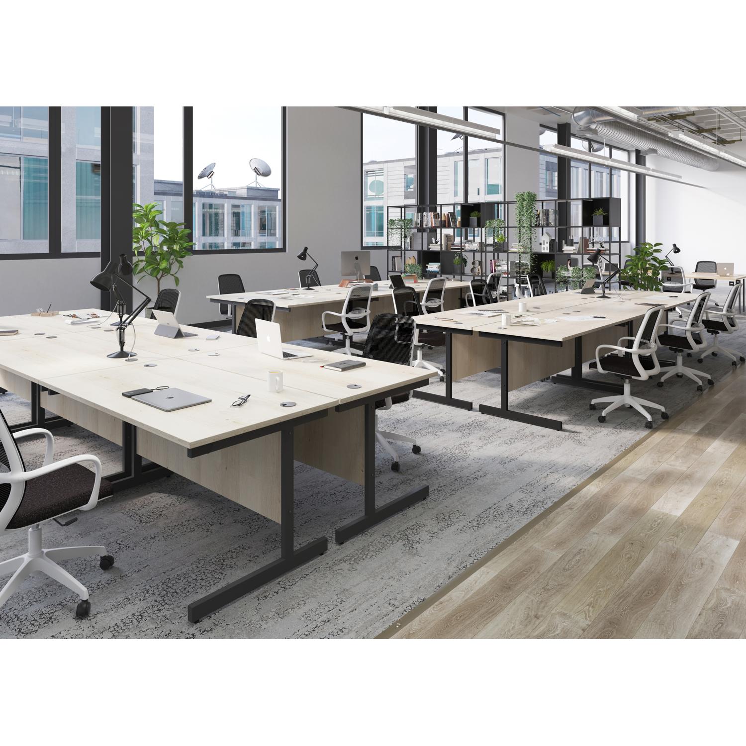 Single Upright Rectangular Desk: 800mm Deep  1800 X 800 White/Black