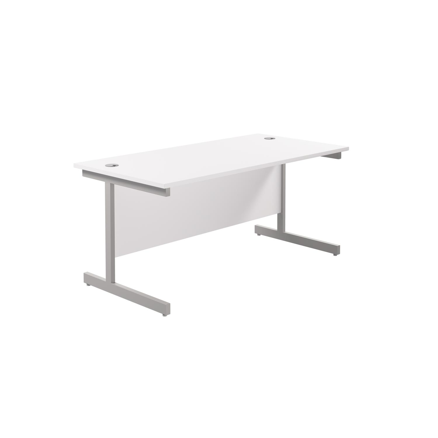 Single Upright Rectangular Desk: 800mm Deep  1800 X 800 White/Silver