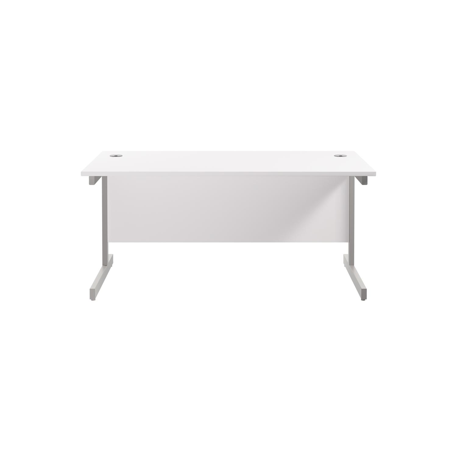 Single Upright Rectangular Desk: 800mm Deep  1800 X 800 White/Silver