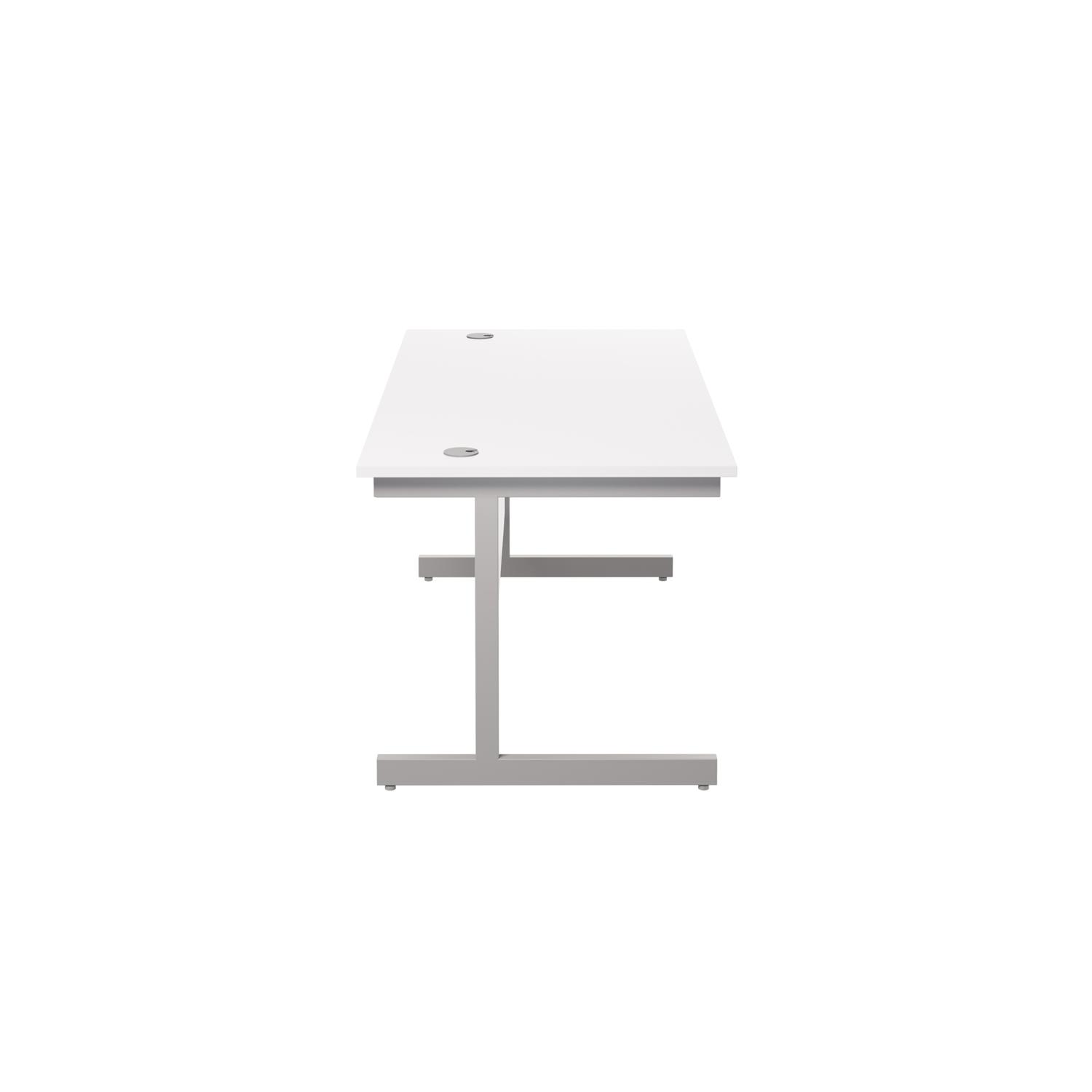 Single Upright Rectangular Desk: 800mm Deep  1800 X 800 White/Silver