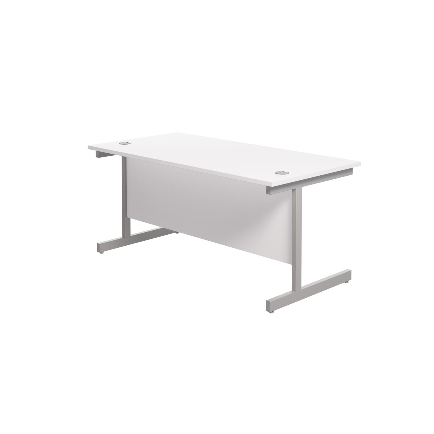 Single Upright Rectangular Desk: 800mm Deep  1800 X 800 White/Silver