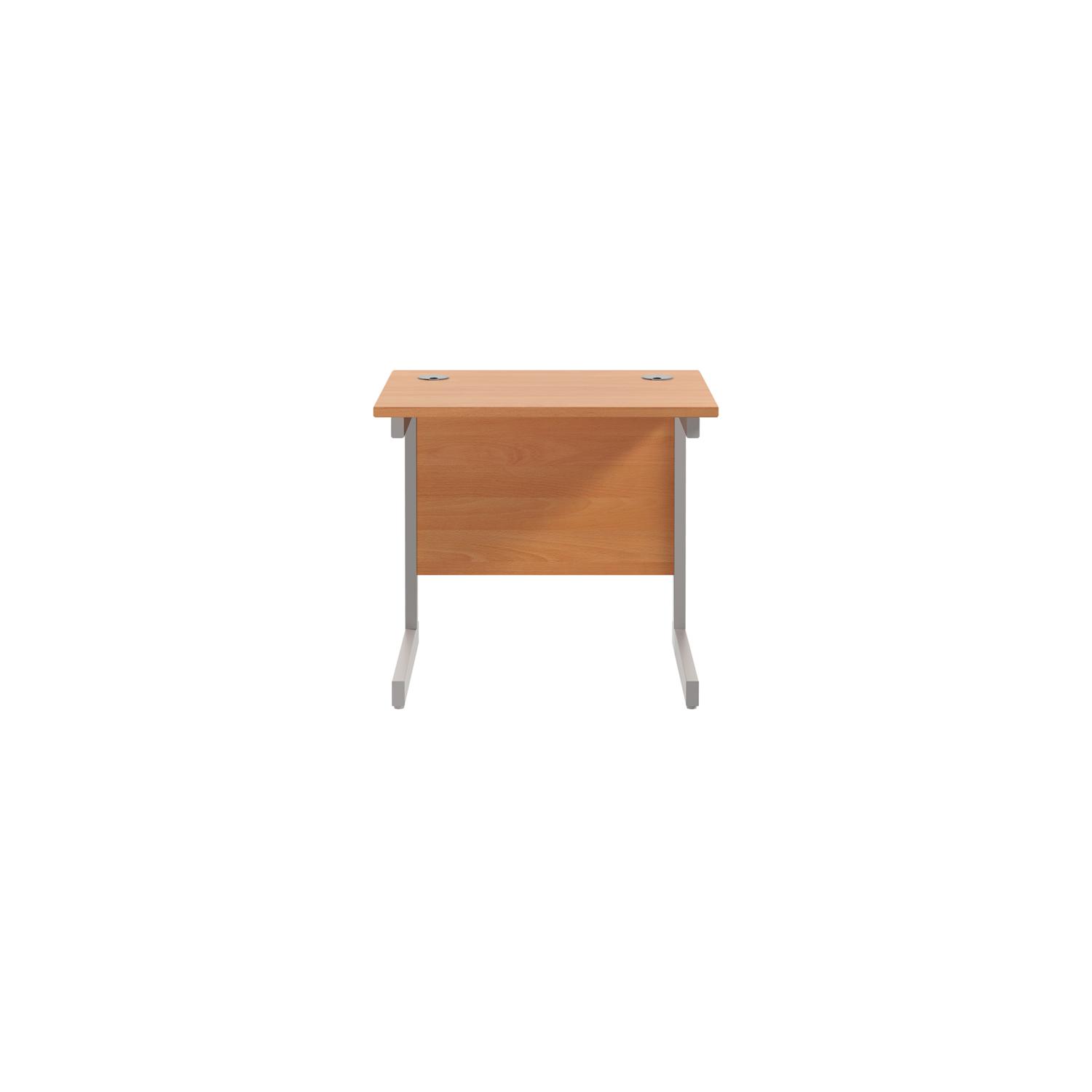 Single Upright Rectangular Desk: 600mm Deep 800 X 600 Beech/Silver Single Upright Rectangular Desk: 600mm Deep 800 X 600 Beech/Silver