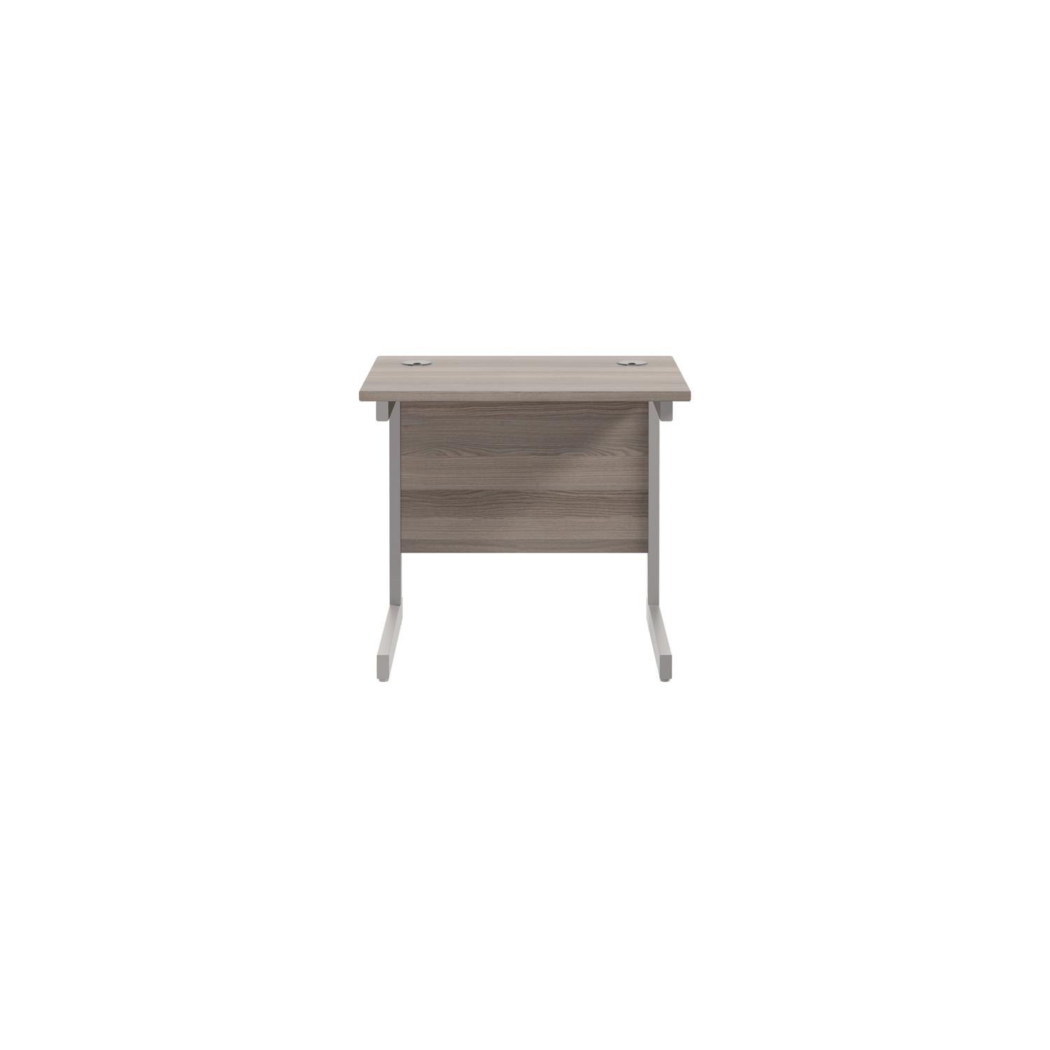 Single Upright Rectangular Desk: 600mm Deep 800 X 600 Grey Oak/Silver Single Upright Rectangular Desk: 600mm Deep 800 X 600 Grey Oak/Silver