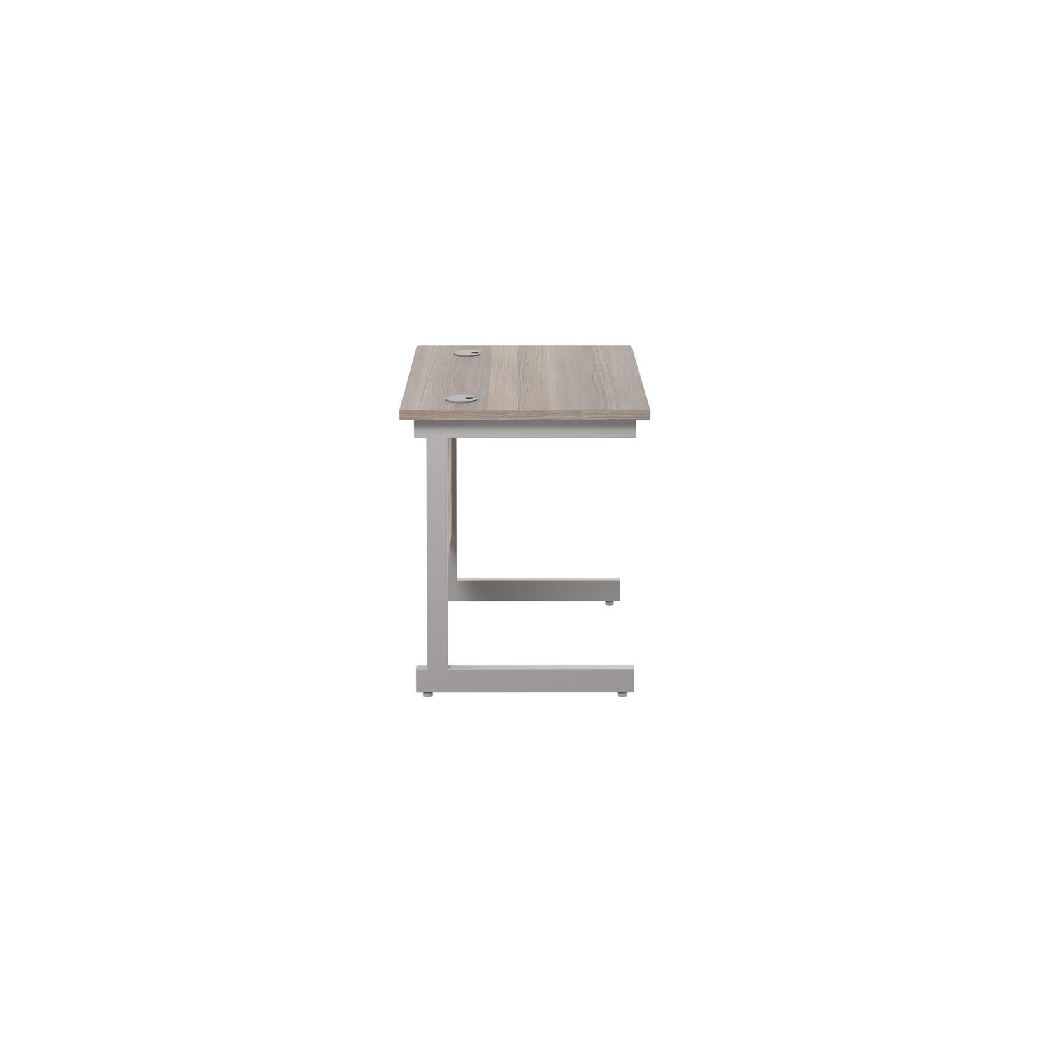 Single Upright Rectangular Desk: 600mm Deep 800 X 600 Grey Oak/Silver Single Upright Rectangular Desk: 600mm Deep 800 X 600 Grey Oak/Silver