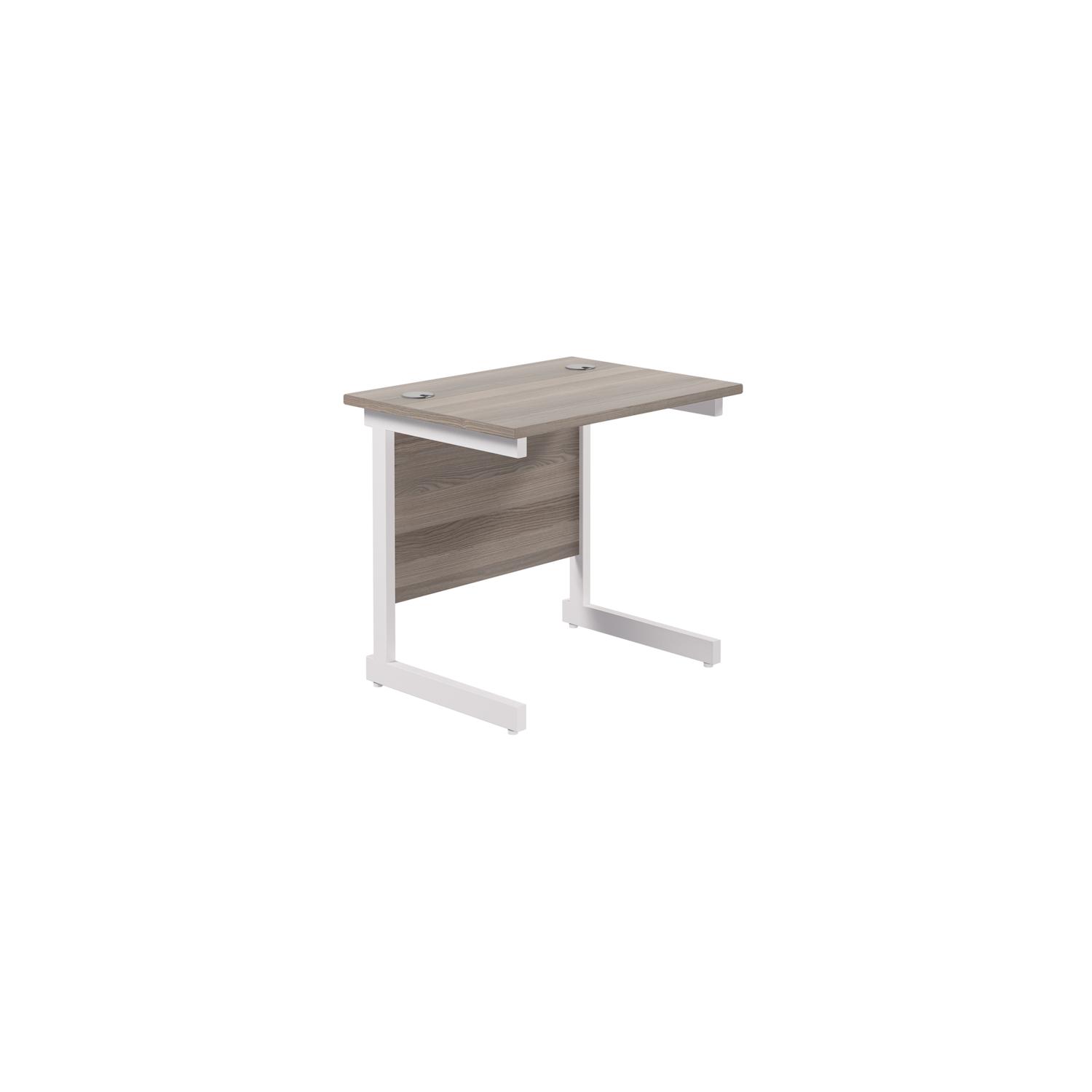 Single Upright Rectangular Desk: 600mm Deep  800 X 600 Grey Oak/White