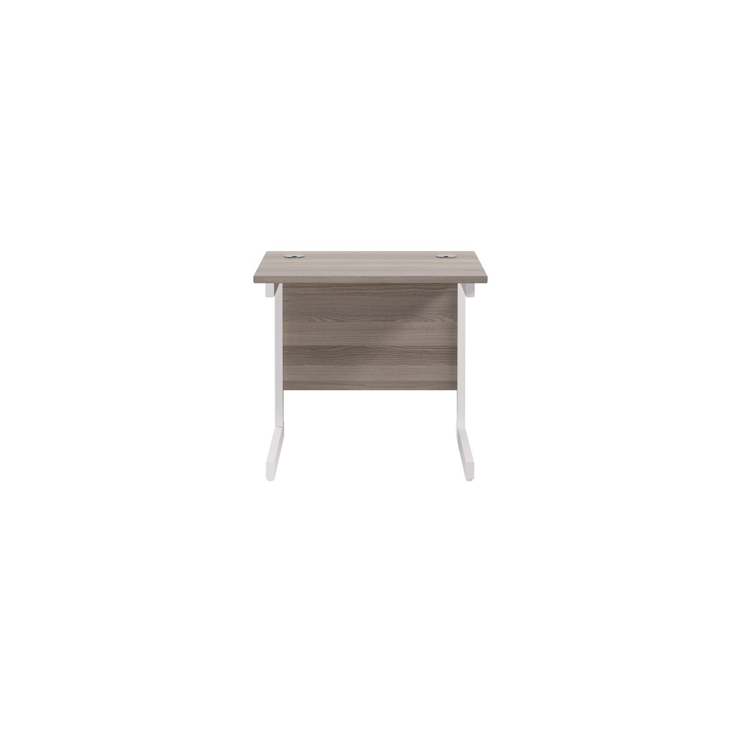 Single Upright Rectangular Desk: 600mm Deep  800 X 600 Grey Oak/White