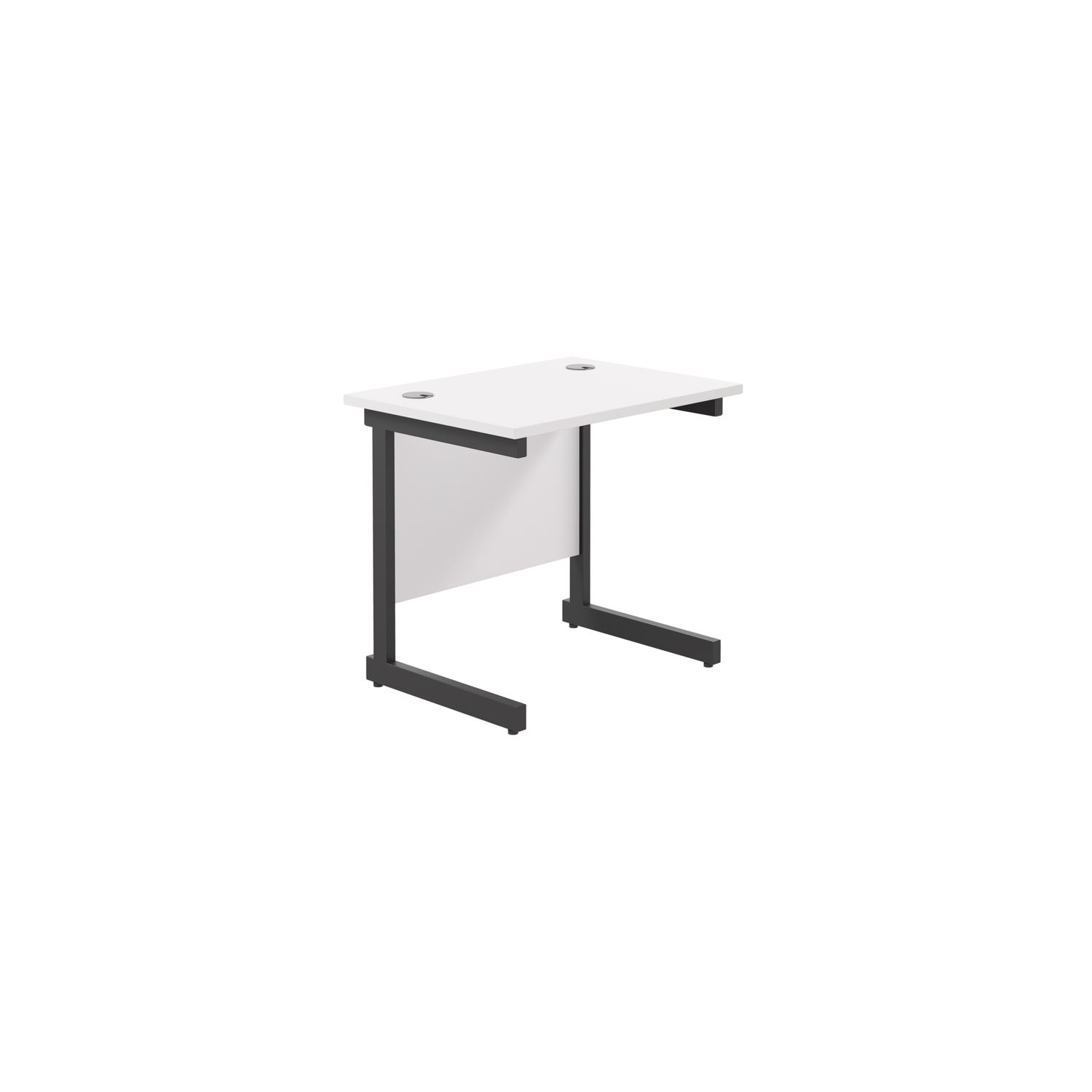 Single Upright Rectangular Desk: 600mm Deep  800 X 600 White/Black