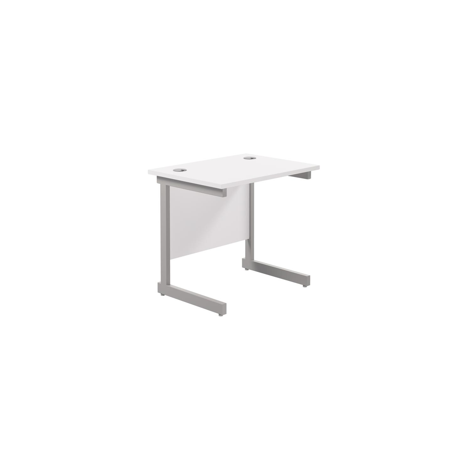 Single Upright Rectangular Desk: 600mm Deep  800 X 600 White/Silver