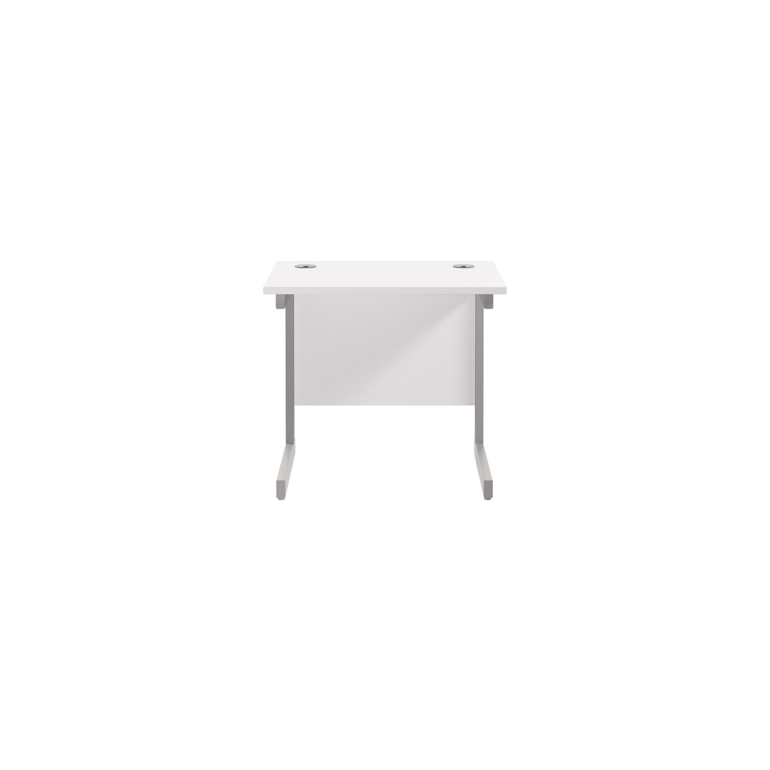 Single Upright Rectangular Desk: 600mm Deep  800 X 600 White/Silver