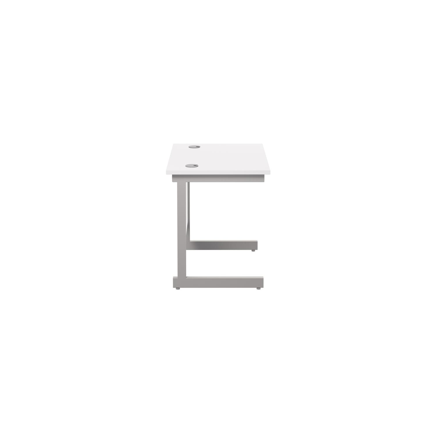 Single Upright Rectangular Desk: 600mm Deep  800 X 600 White/Silver