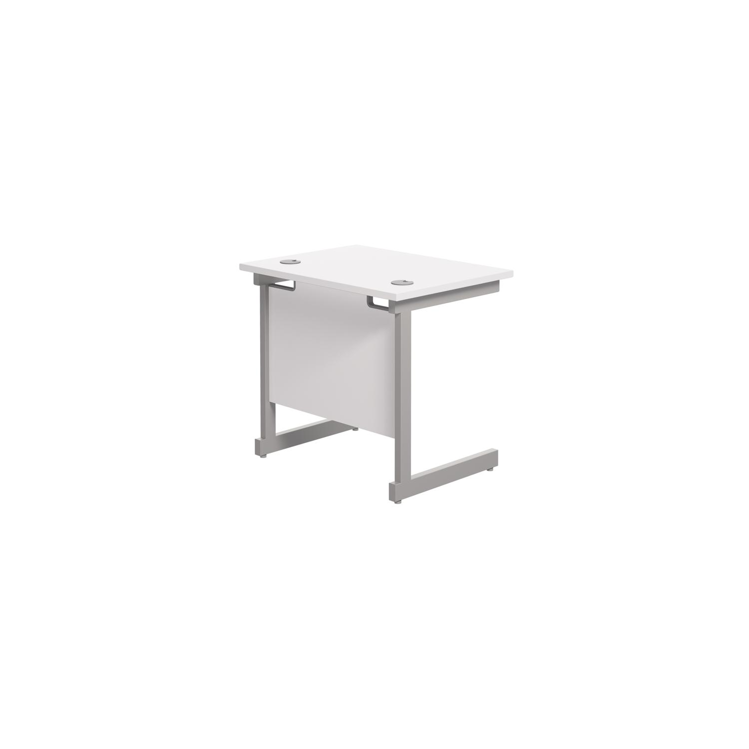 Single Upright Rectangular Desk: 600mm Deep  800 X 600 White/Silver