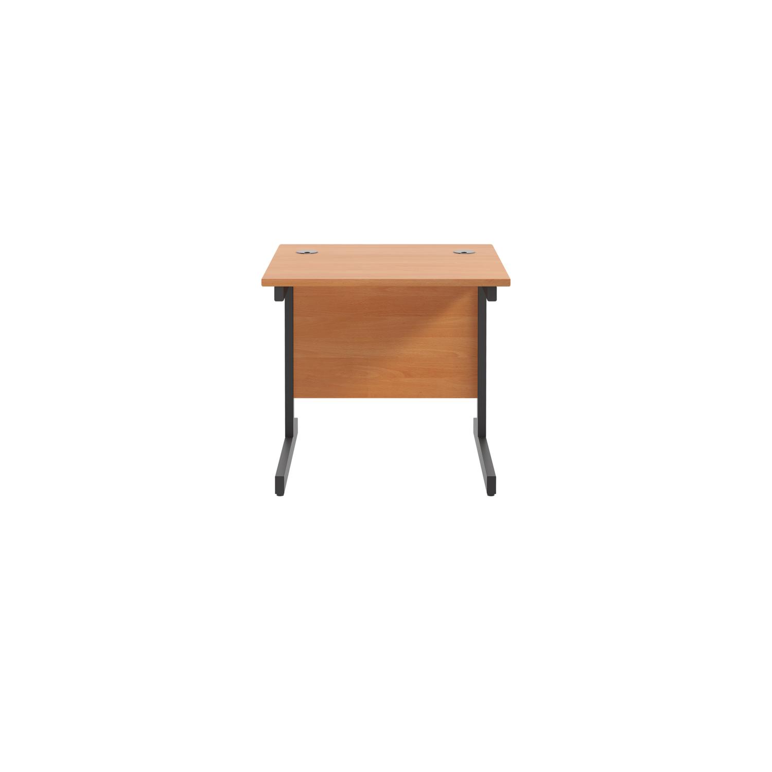 Single Upright Rectangular Desk: 800mm Deep  800 X 800 Beech/Black