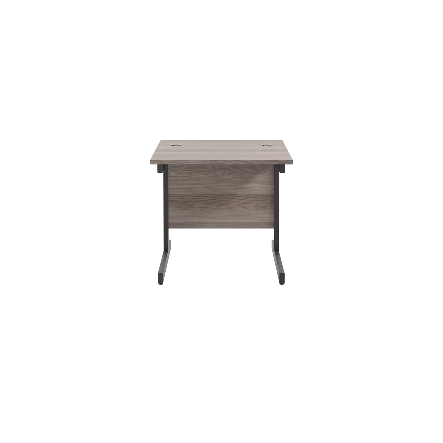 Single Upright Rectangular Desk: 800mm Deep 800 X 800 Grey Oak/Black Single Upright Rectangular Desk: 800mm Deep 800 X 800 Grey Oak/Black