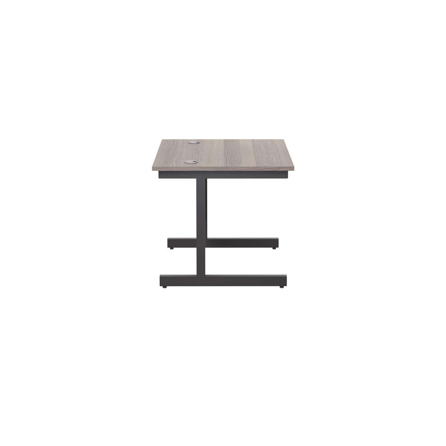 Single Upright Rectangular Desk: 800mm Deep  800 X 800 Grey Oak/Black