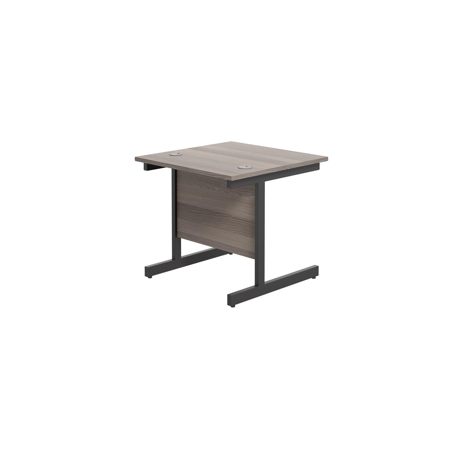 Single Upright Rectangular Desk: 800mm Deep  800 X 800 Grey Oak/Black