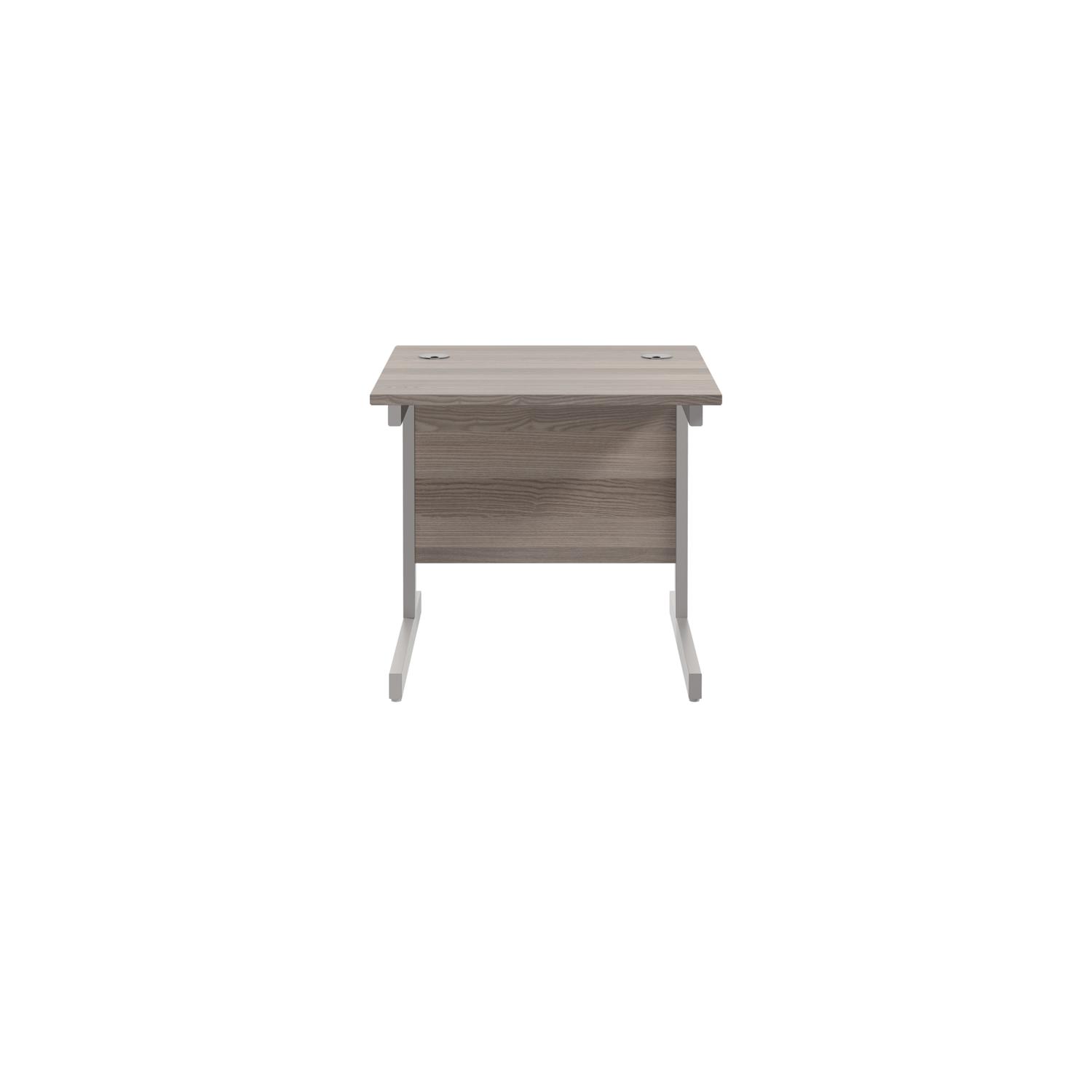 Single Upright Rectangular Desk: 800mm Deep  800 X 800 Grey Oak/Silver
