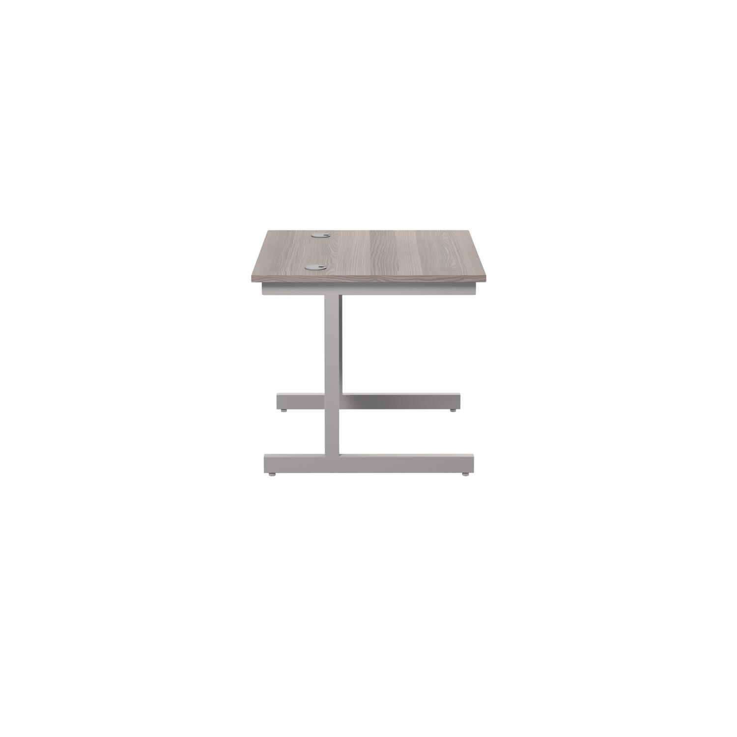 Single Upright Rectangular Desk: 800mm Deep  800 X 800 Grey Oak/Silver