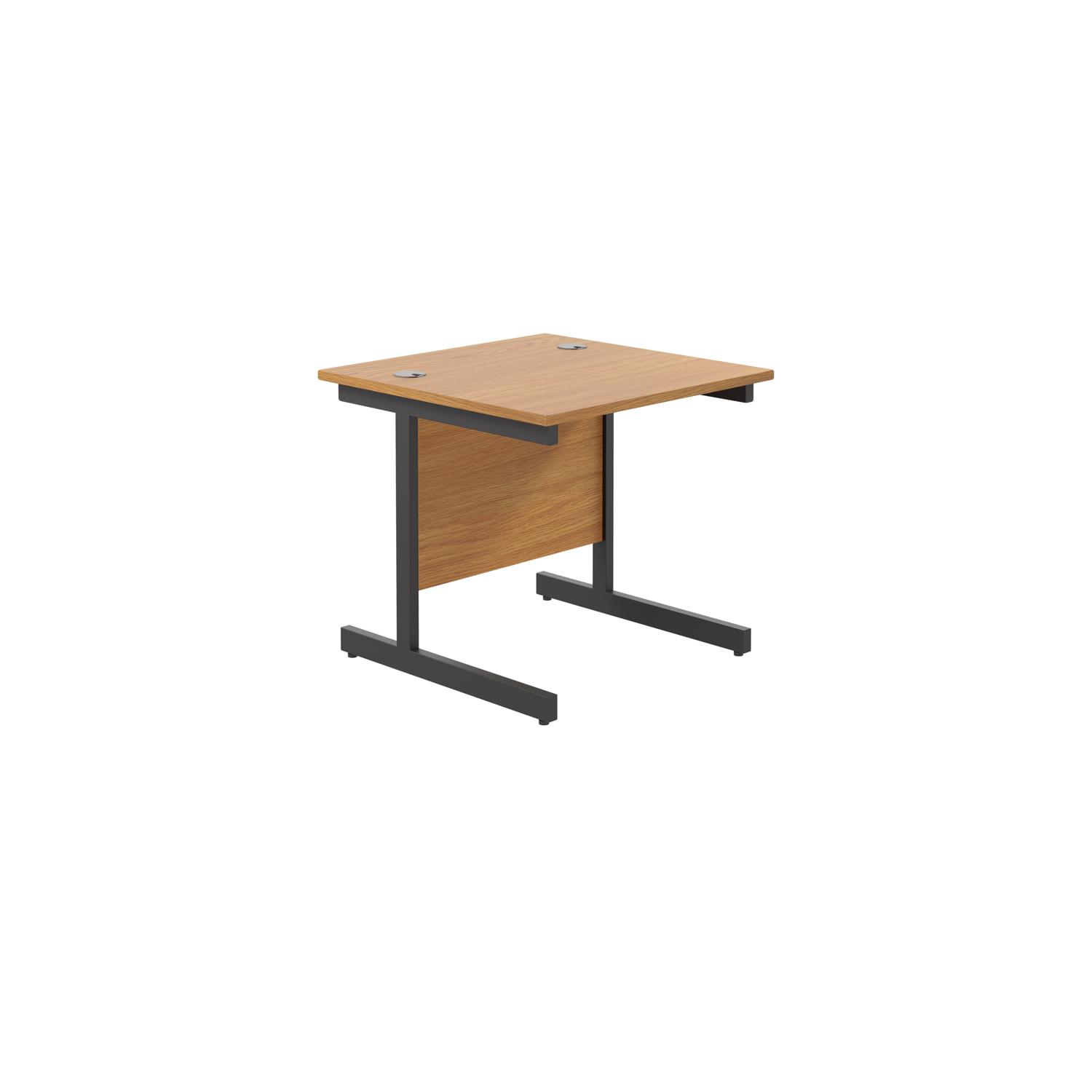 Single Upright Rectangular Desk: 800mm Deep  800 X 800 Nova Oak/Black