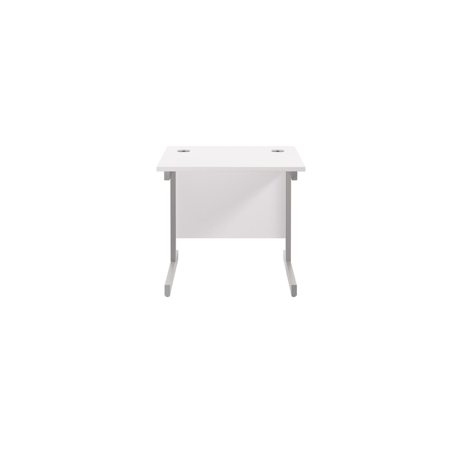Single Upright Rectangular Desk: 800mm Deep 800 X 800 White/Silver Single Upright Rectangular Desk: 800mm Deep 800 X 800 White/Silver
