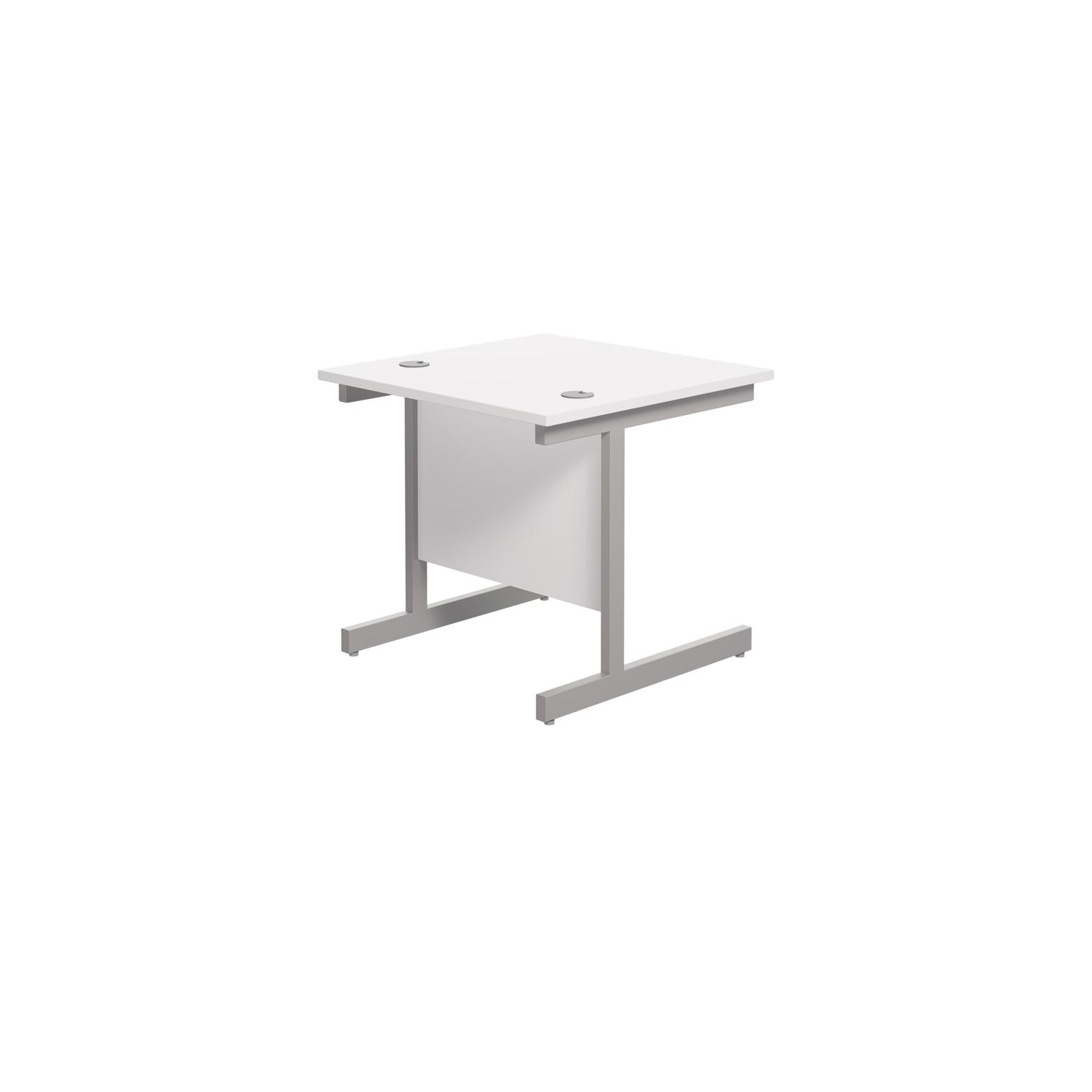 Single Upright Rectangular Desk: 800mm Deep 800 X 800 White/Silver Single Upright Rectangular Desk: 800mm Deep 800 X 800 White/Silver