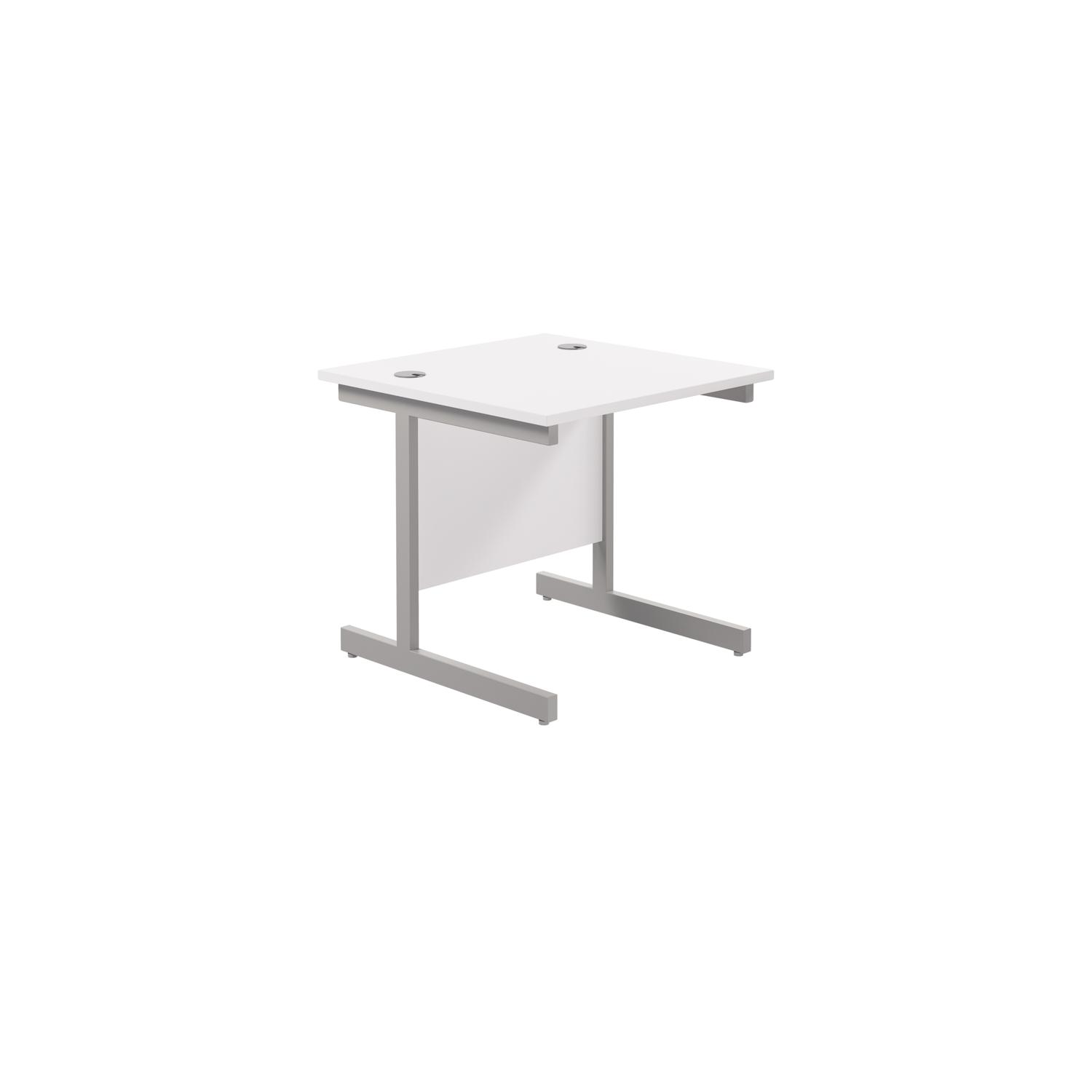 Single Upright Rectangular Desk: 800mm Deep  800 X 800 White/Silver