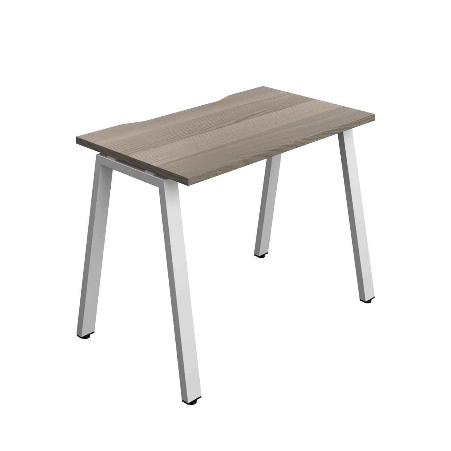 Synergy Bench with Cut Out: 1 Person : A-Frame Leg : 1000 600 Grey Oak/Silver