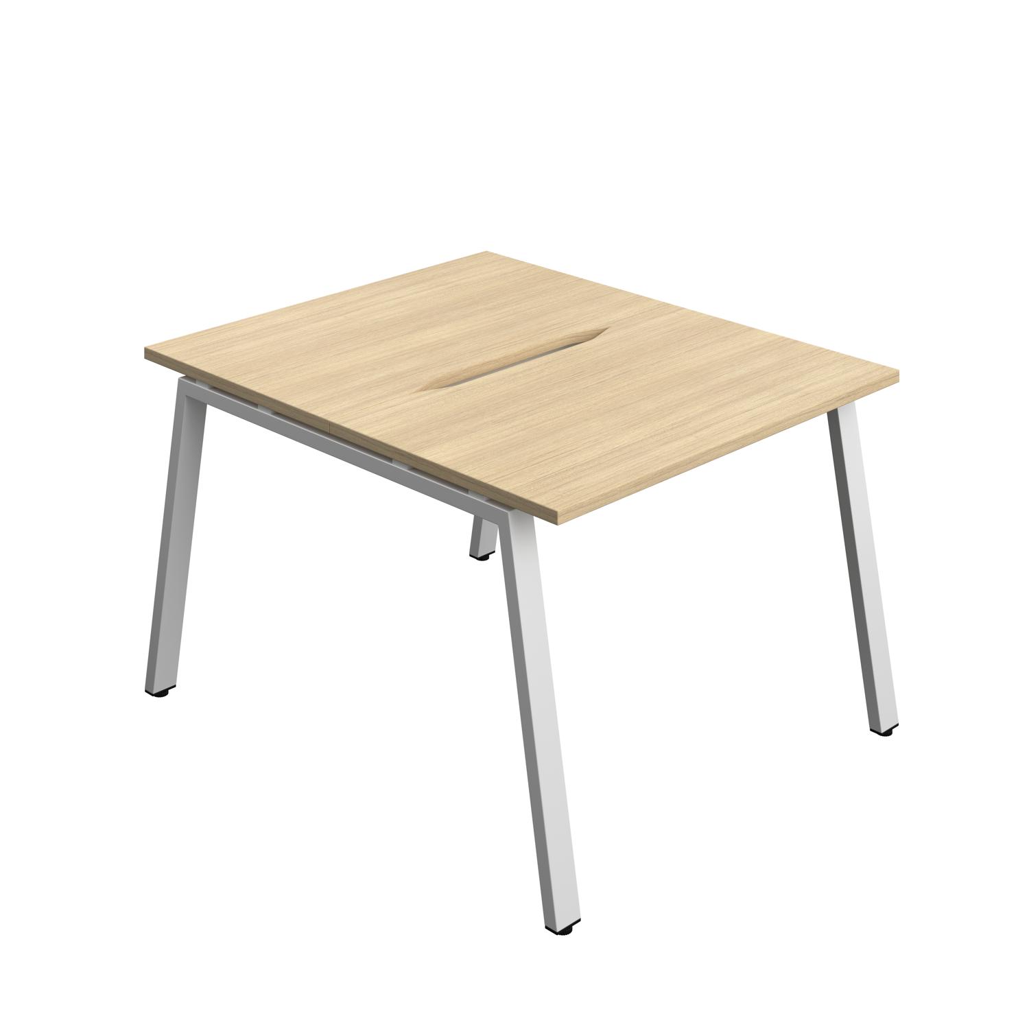 Synergy Bench with Cut Out: 2 Person : A-Frame Leg : 1000 600 Nova Oak/Silver