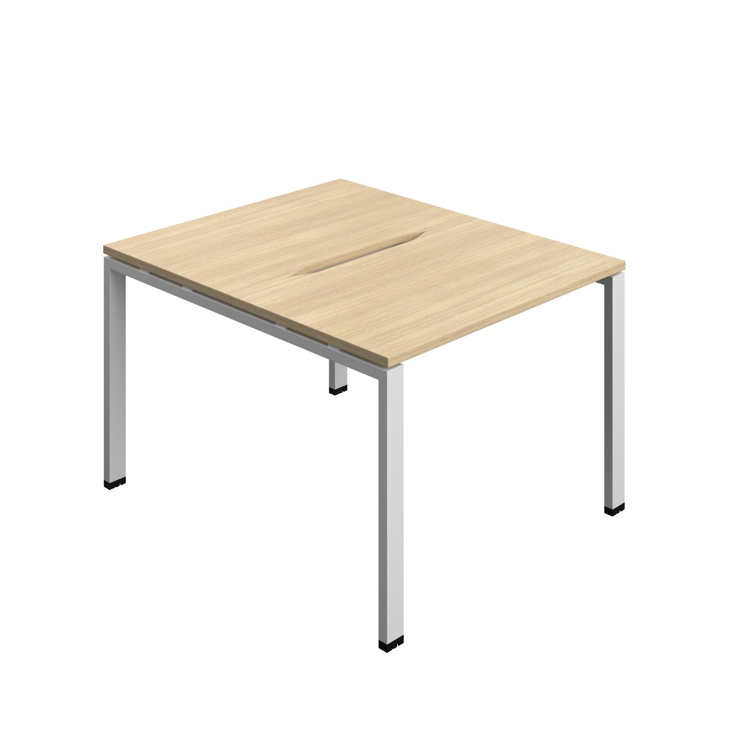 Synergy Bench with Cut Out: 2 Person : Goal Post Leg : 1000 600 Nova Oak/Silver